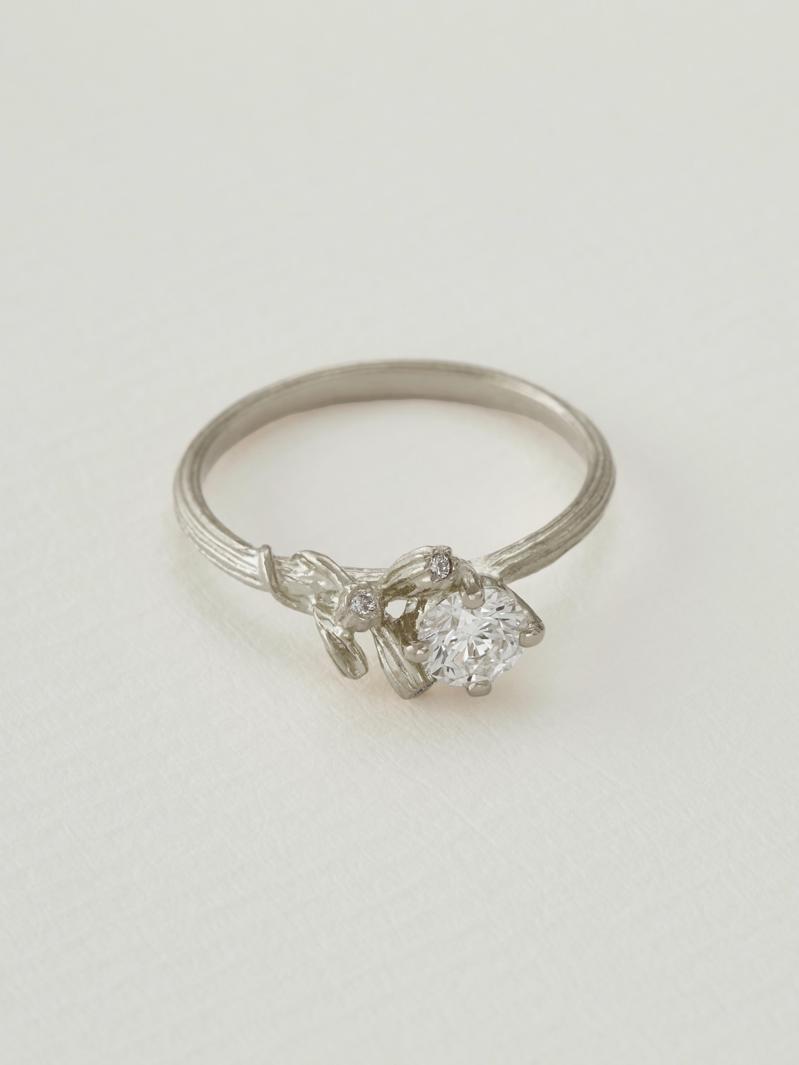 Asymmetric Diamond Kissing Seed Ring - image 6 | 18ct white gold