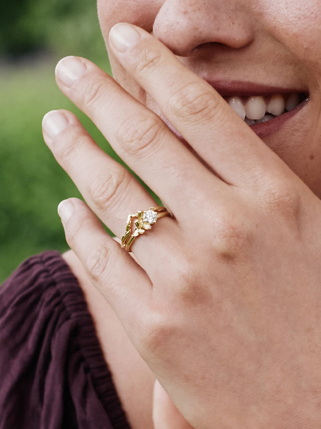 Asymmetric Diamond Kissing Seed Ring - image 2