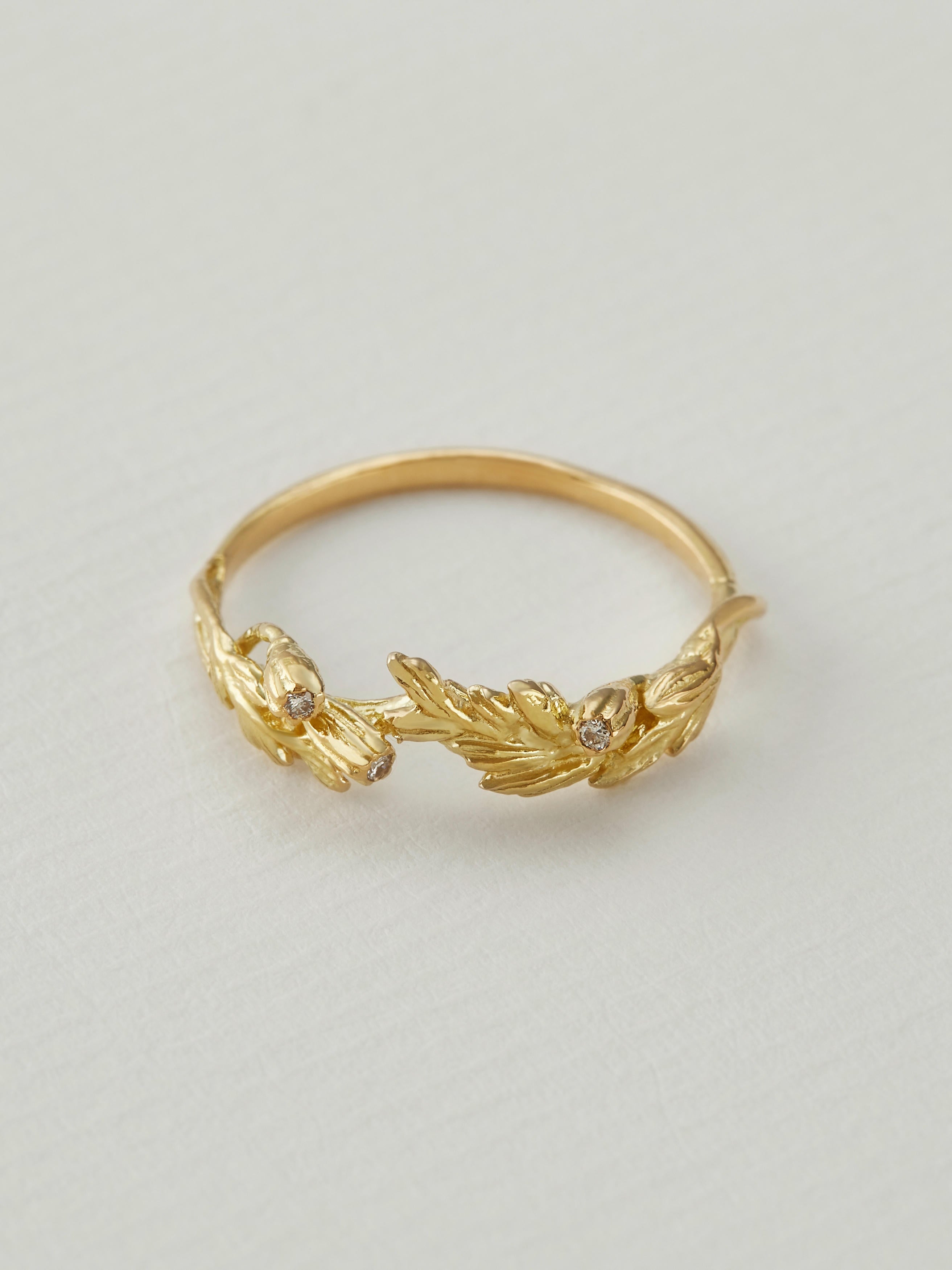 Scattered Seed Ring with Three Diamonds - image 3 | 18ct yellow gold