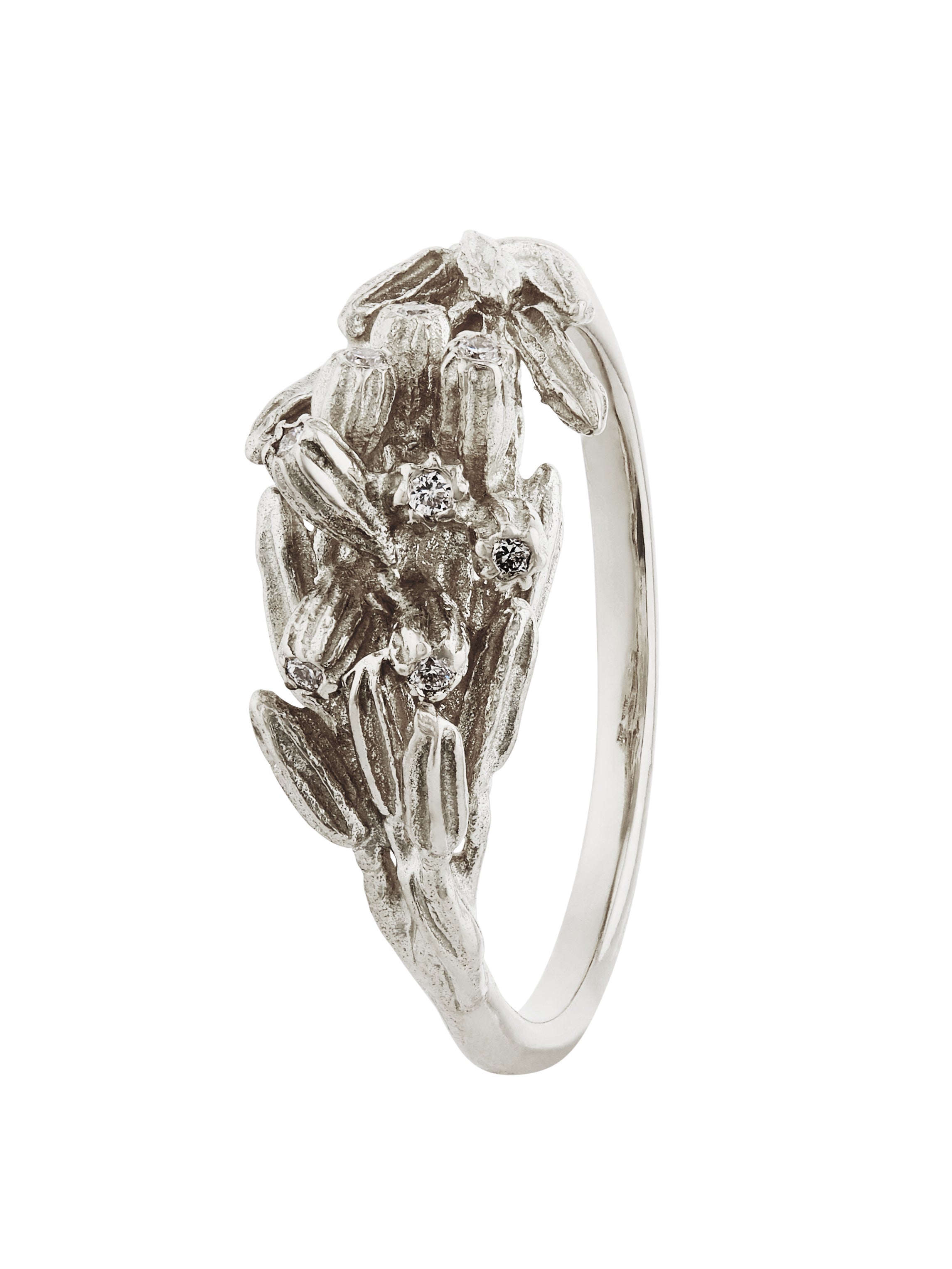 Gathered Seed Ring with Eight Diamonds - image 4 | 18ct white gold