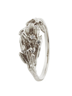 Gathered Seed Ring with Eight Diamonds