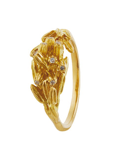 Gathered Seed Ring with Eight Diamonds
