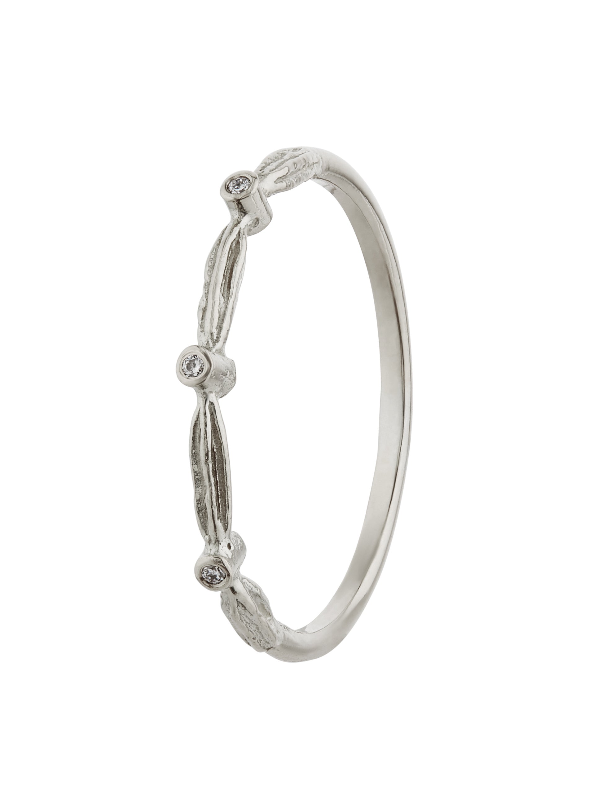 Kissing Seed Band Ring with Three Diamonds - image 4 | 18ct white gold