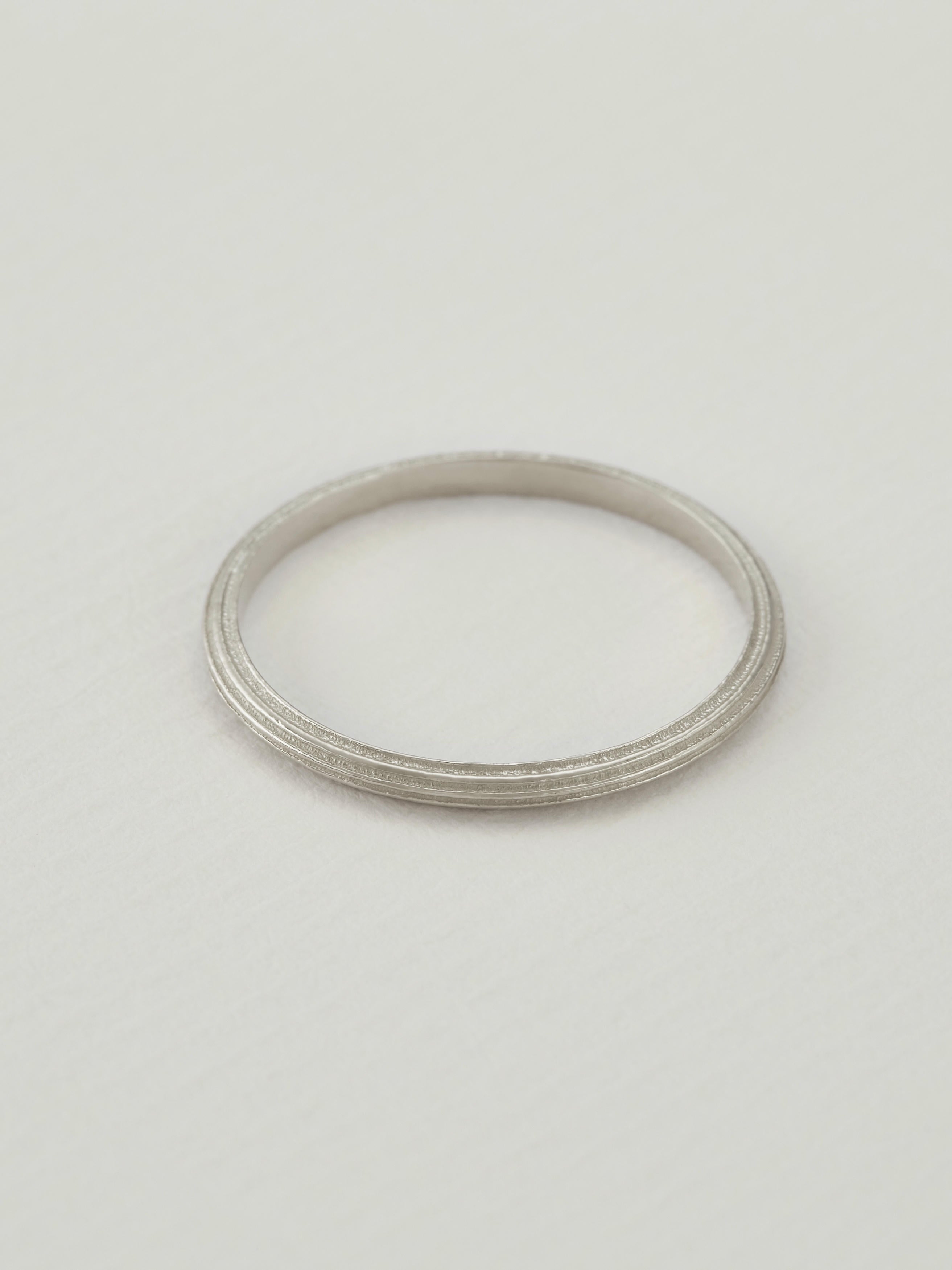 Slim D-Shaped Reed Band Ring - image 5 | 18ct white gold