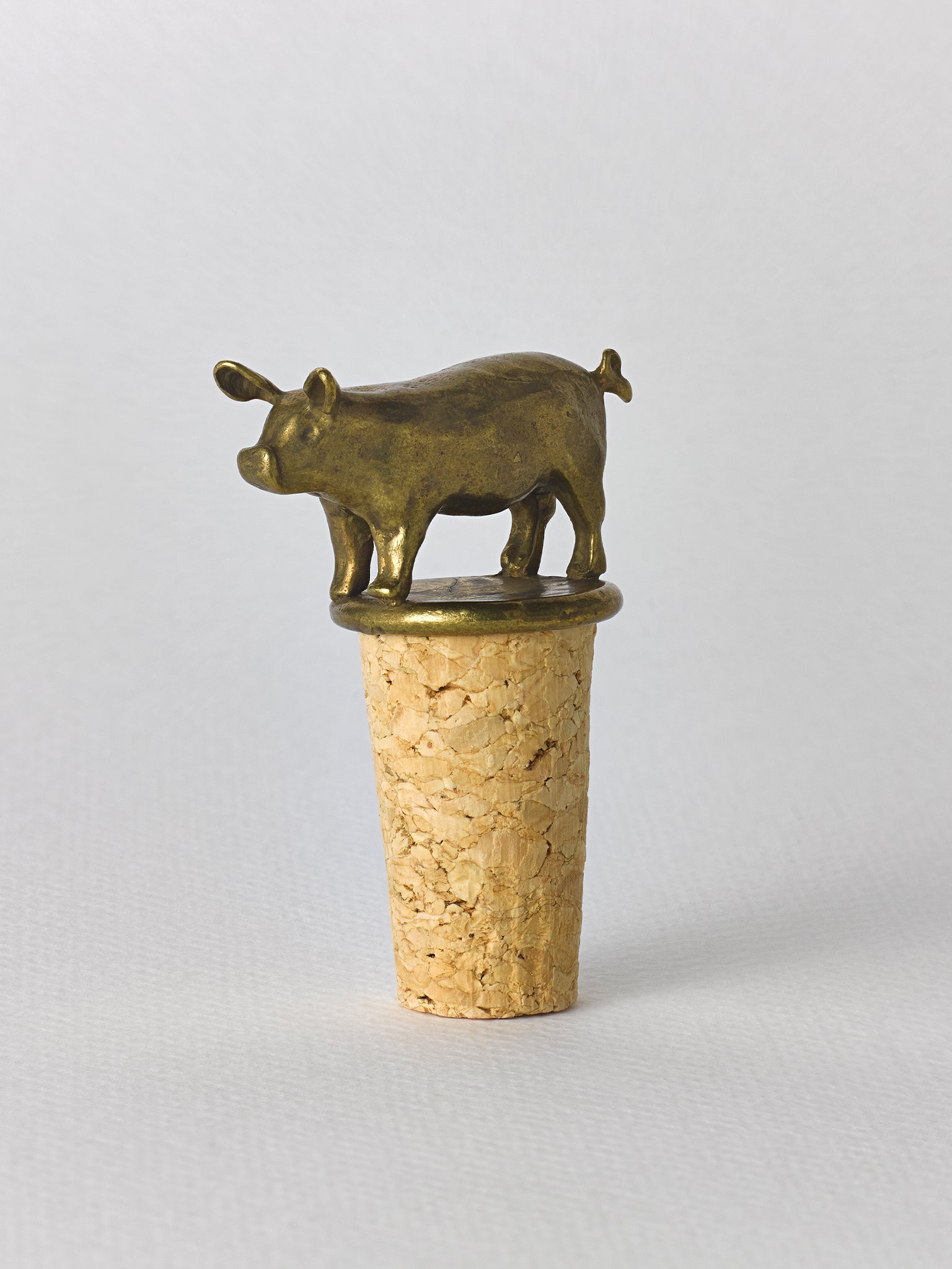 Suffolk Pig Bottle Stopper - image 3 | brass 