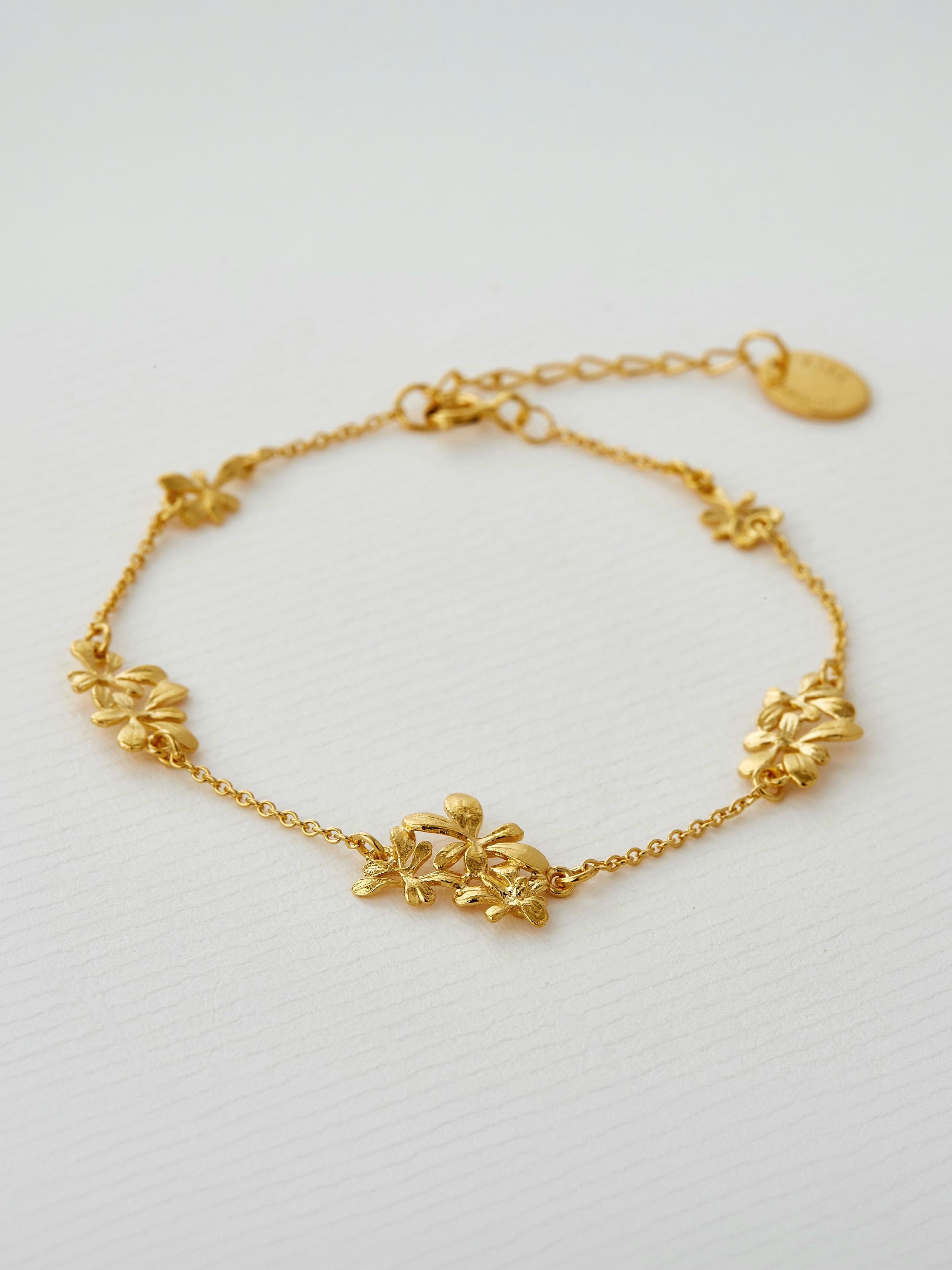 Rosette Cluster In-Line Pathway Bracelet - image 3 | gold plate