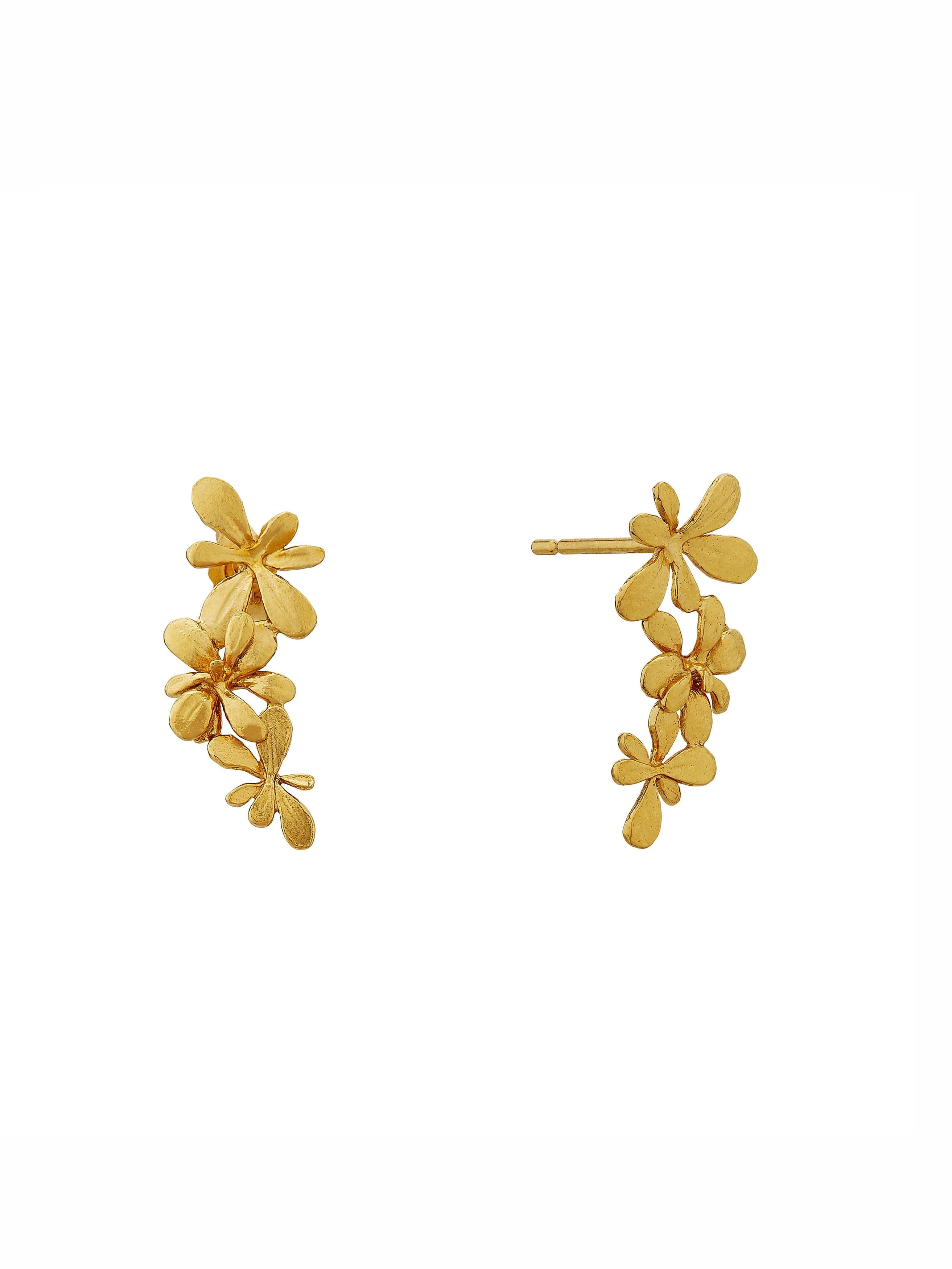 Sprouting Rosette Stud Drop Earrings - image 1 | gold plate