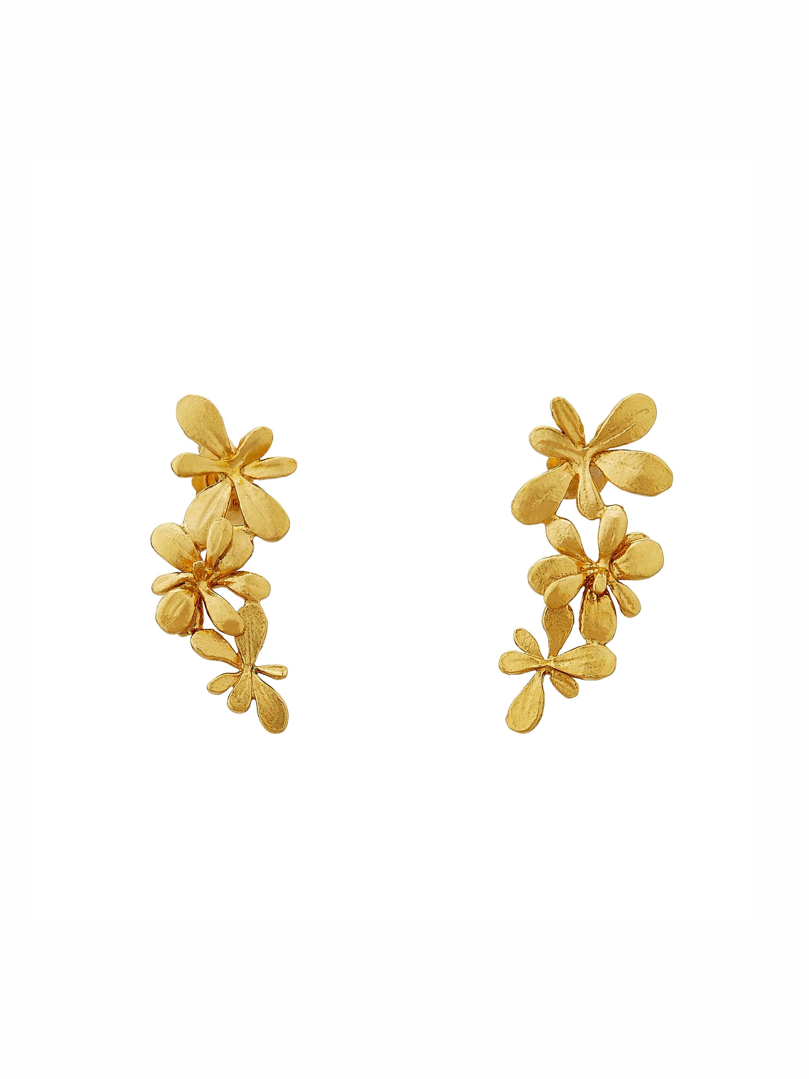 Sprouting Rosette Stud Drop Earrings - image 4 | gold plate