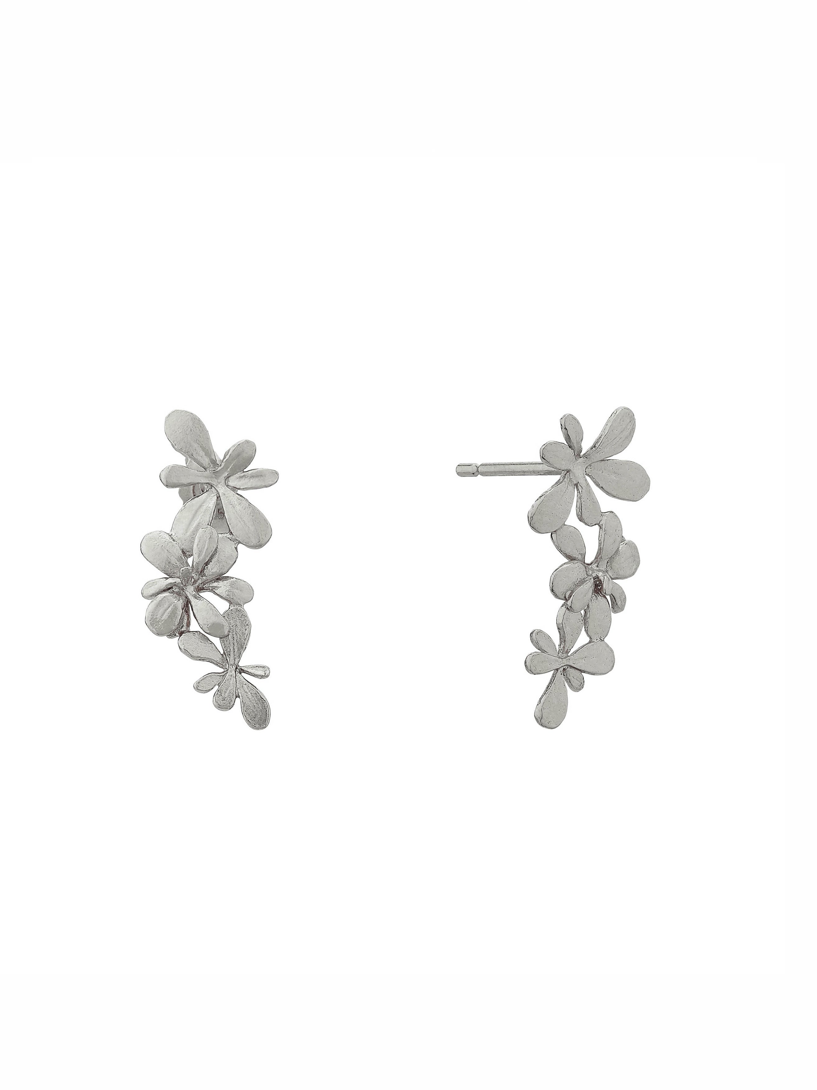 Sprouting Rosette Stud Drop Earrings - image 5 | silver