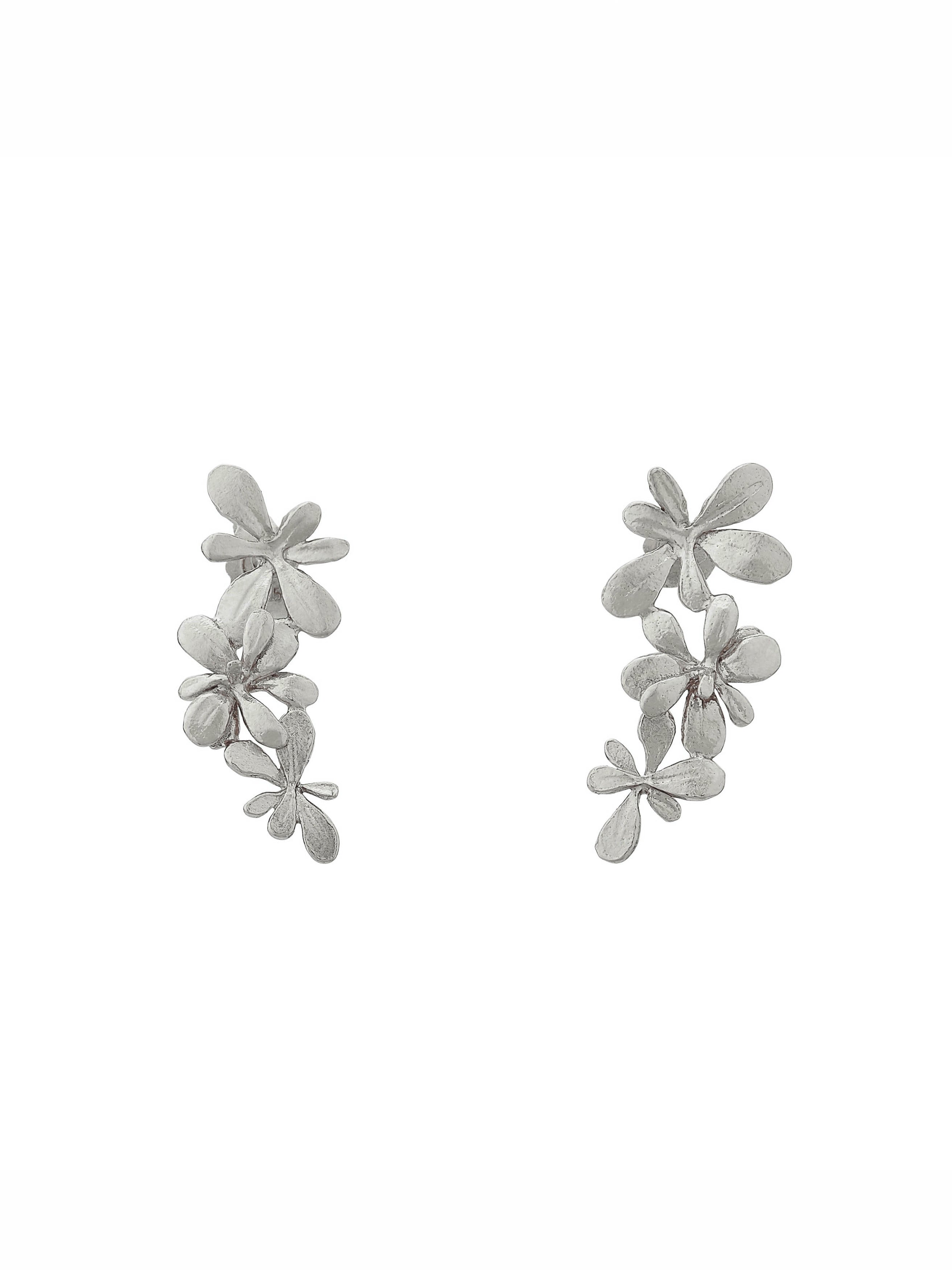 Sprouting Rosette Stud Drop Earrings - image 7 | silver