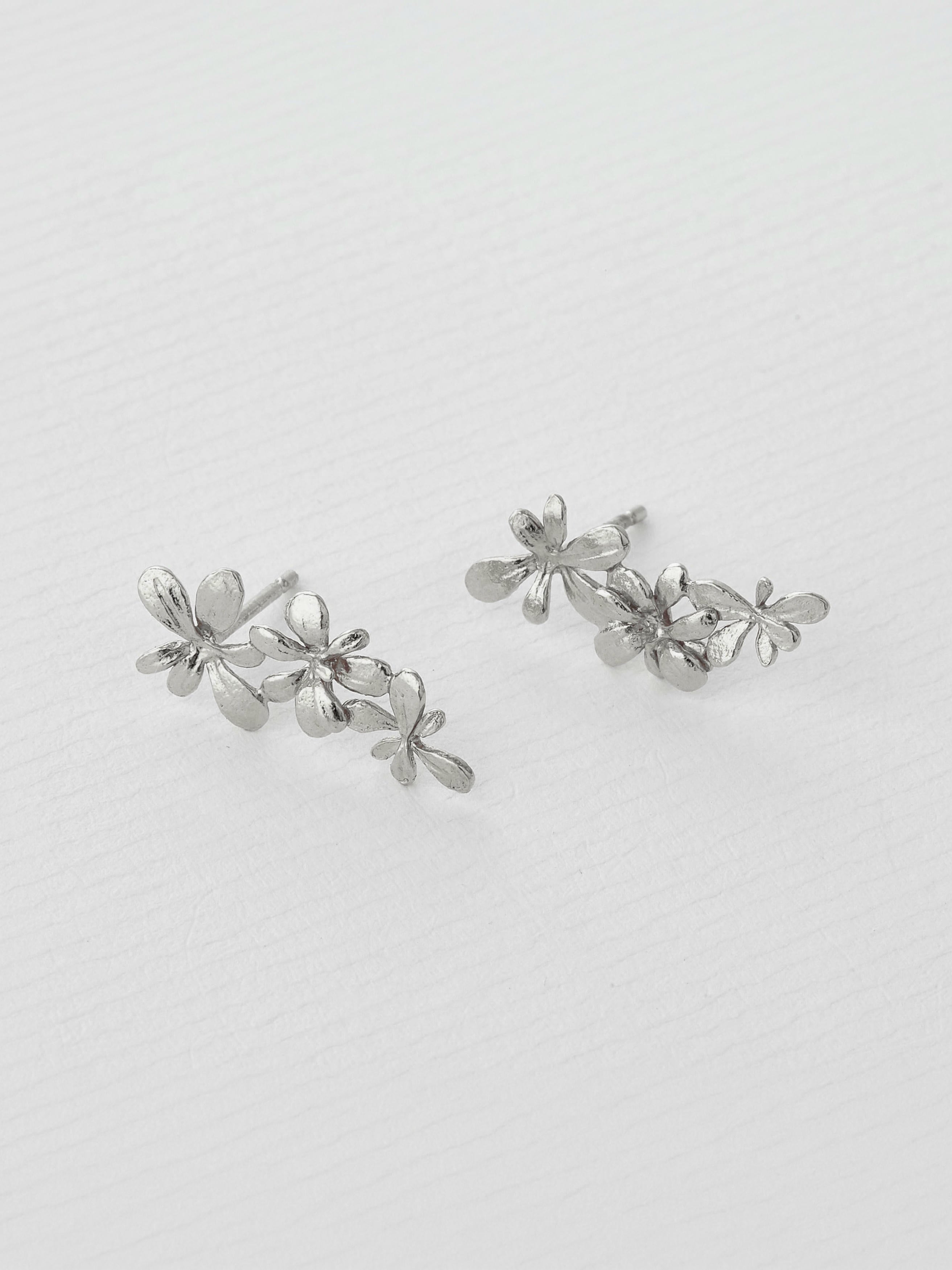 Sprouting Rosette Stud Drop Earrings - image 6 | silver
