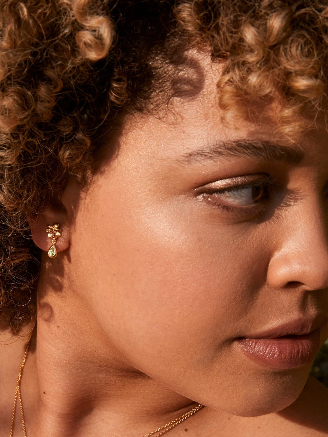 Small Rosette Peridot Hanging Teardrop Earrings - image 2
