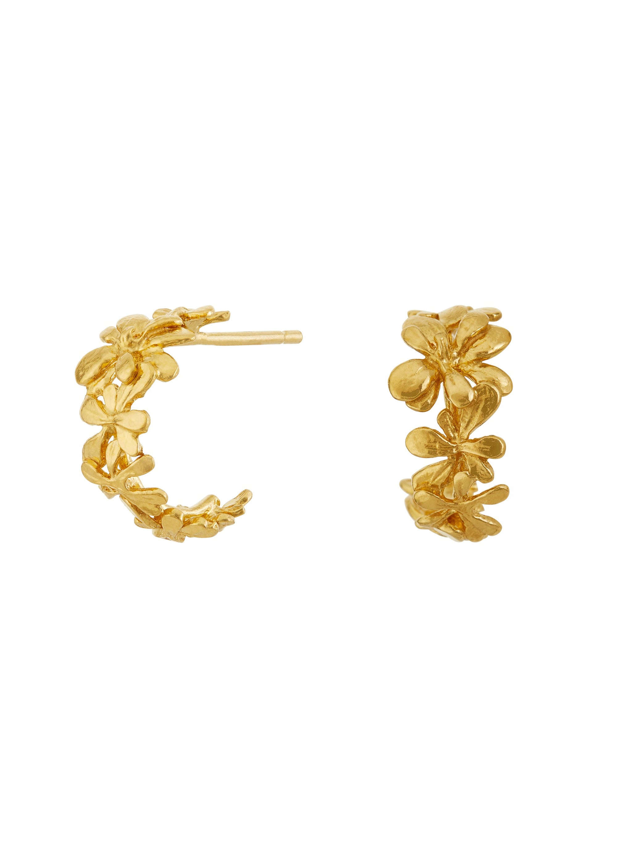 Sprouting Rosette Huggie Hoops - image 1 | gold plate