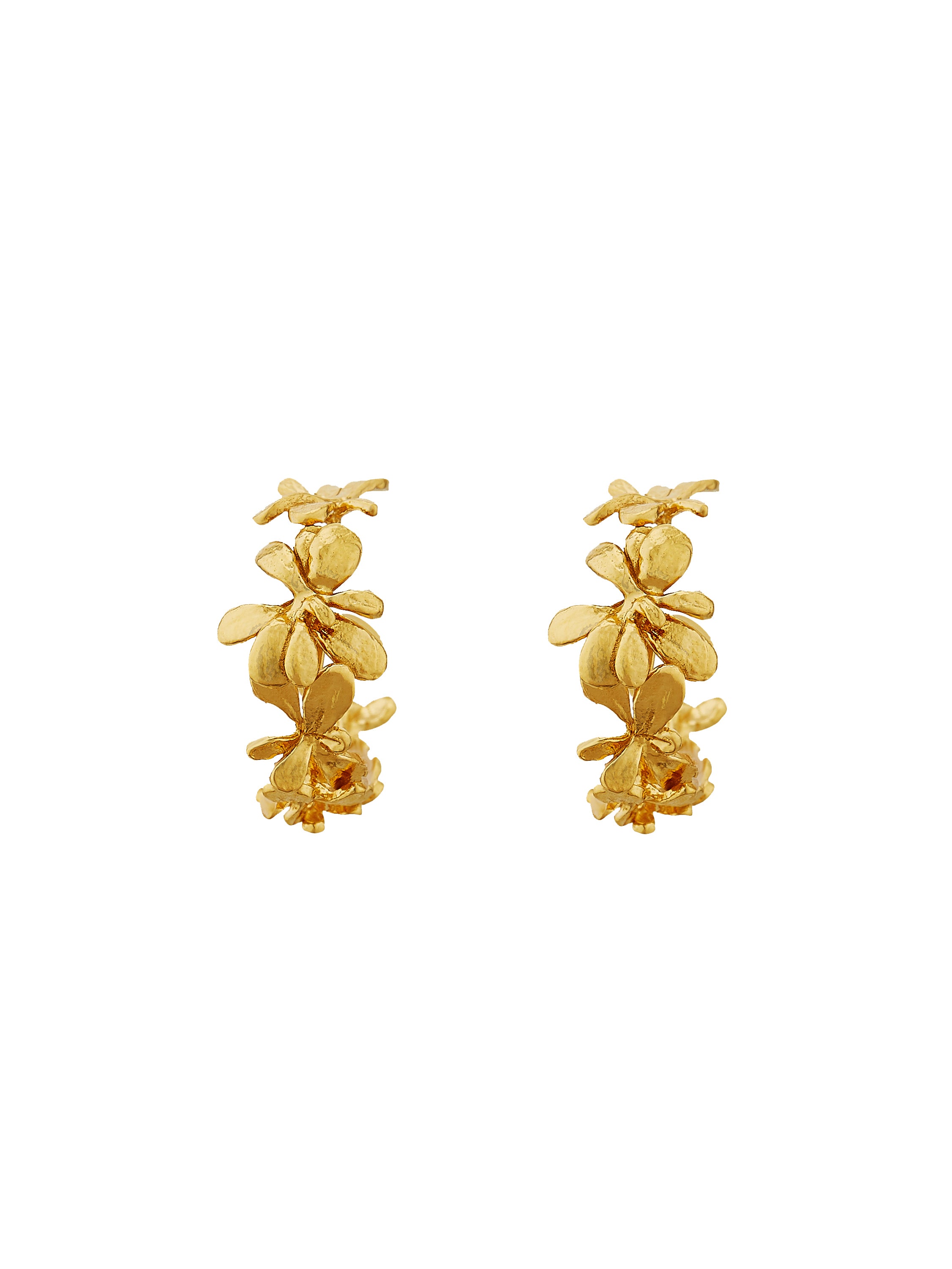 Sprouting Rosette Huggie Hoops - image 5 | gold plate