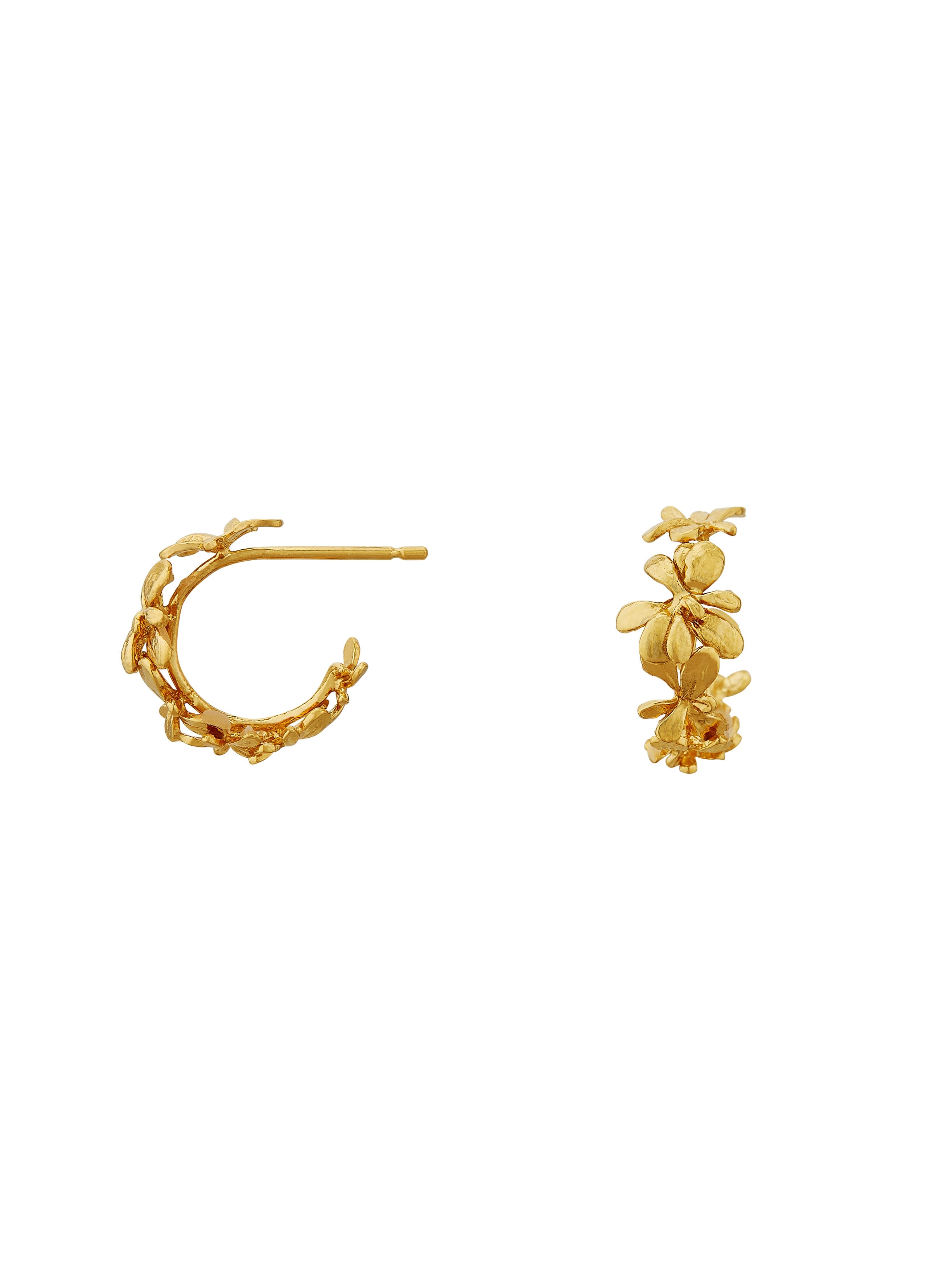 Sprouting Rosette Huggie Hoops - image 4 | gold plate