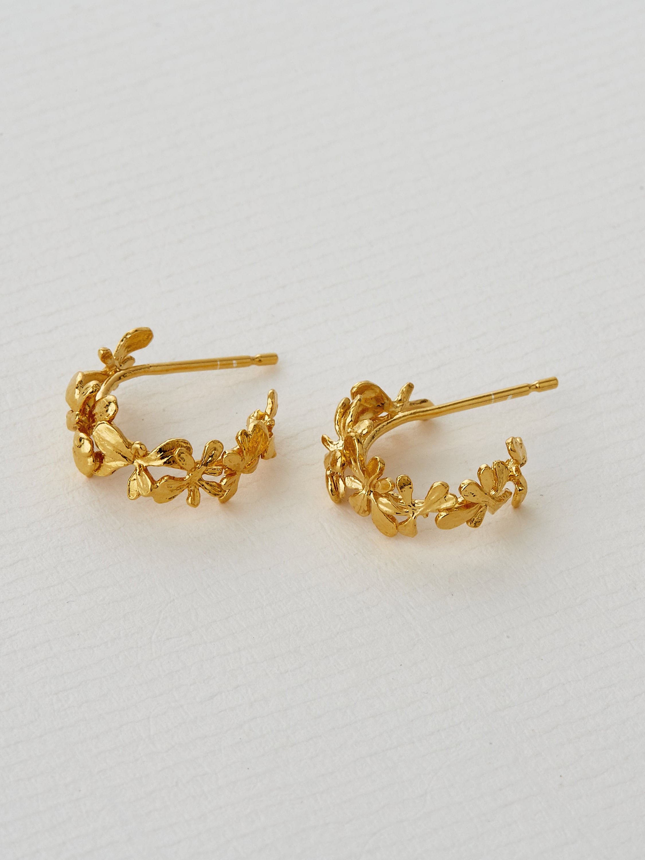 Sprouting Rosette Huggie Hoops - image 3 | gold plate
