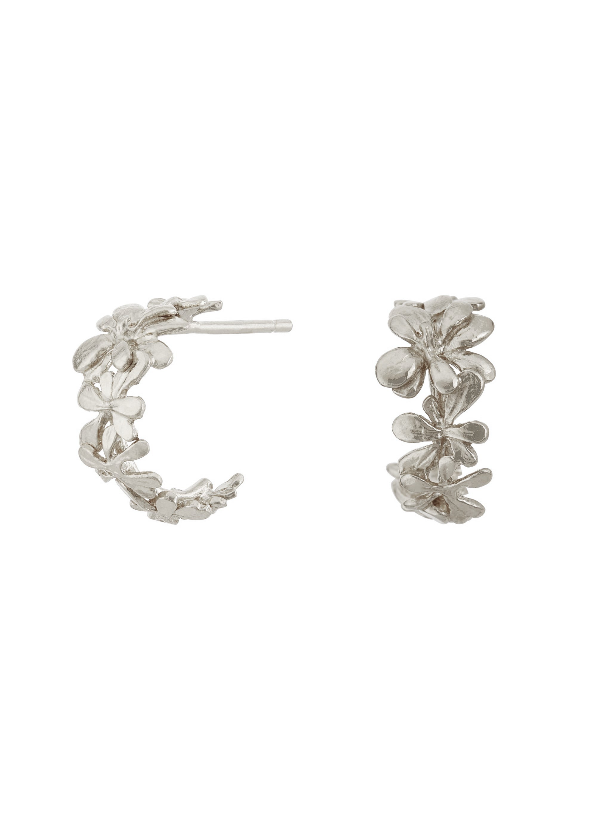 Sprouting Rosette Huggie Hoops - image 6 | silver
