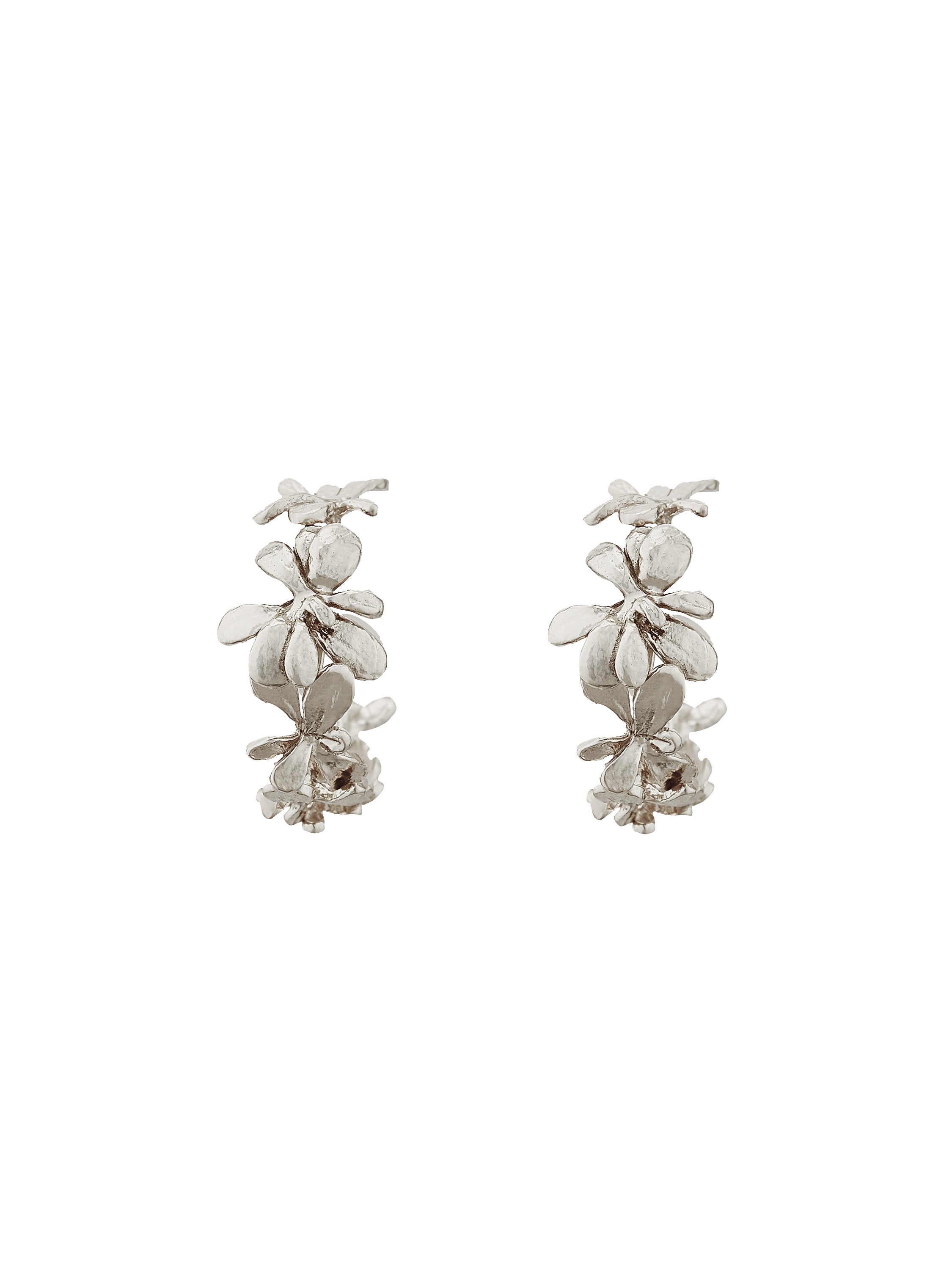 Sprouting Rosette Huggie Hoops - image 9 | silver