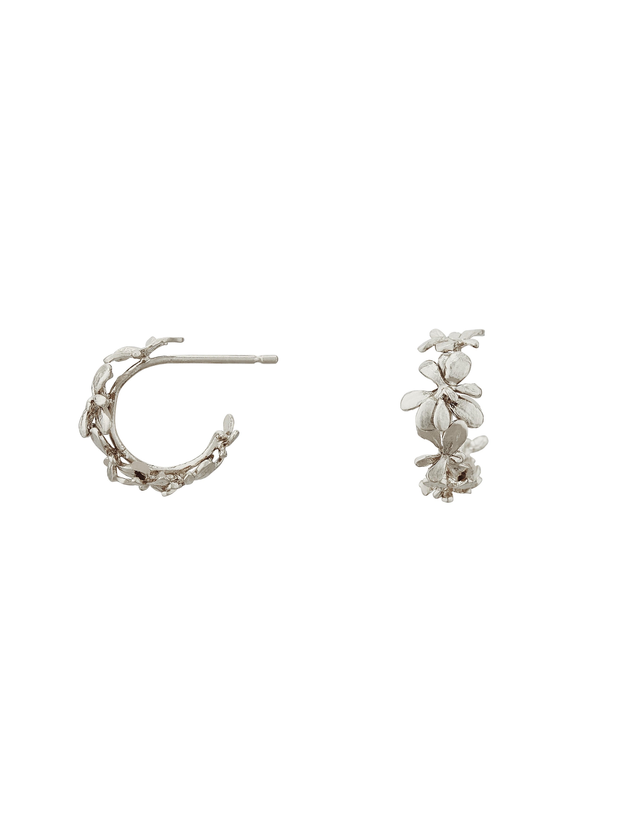 Sprouting Rosette Huggie Hoops - image 8 | silver