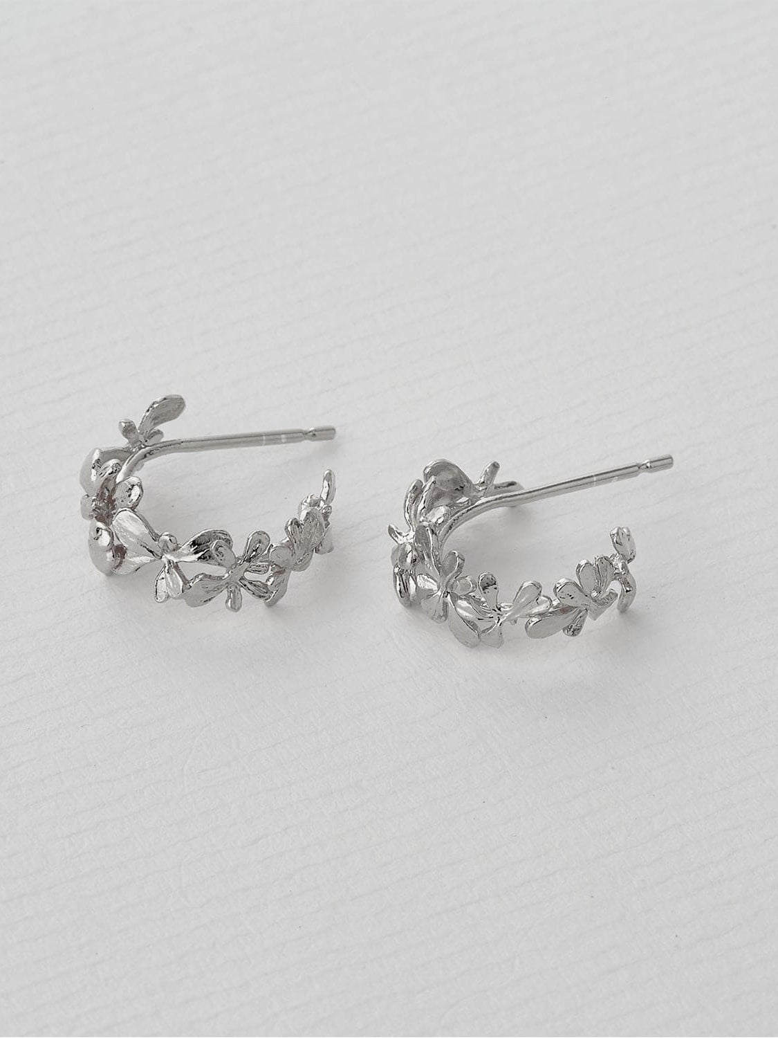 Sprouting Rosette Huggie Hoops - image 7 | silver