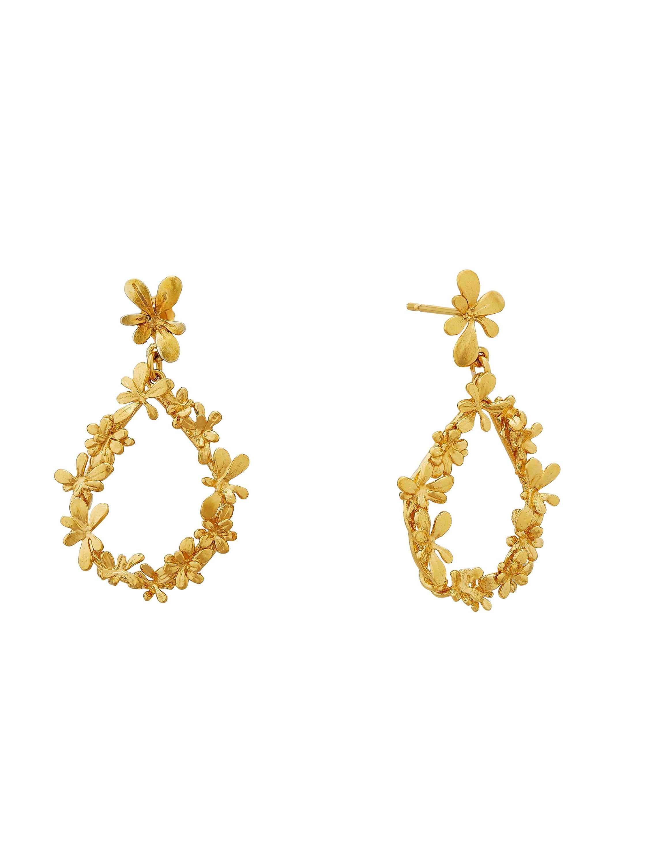 Sprouting Rosette Teardrop Earrings - image 1 | gold plate