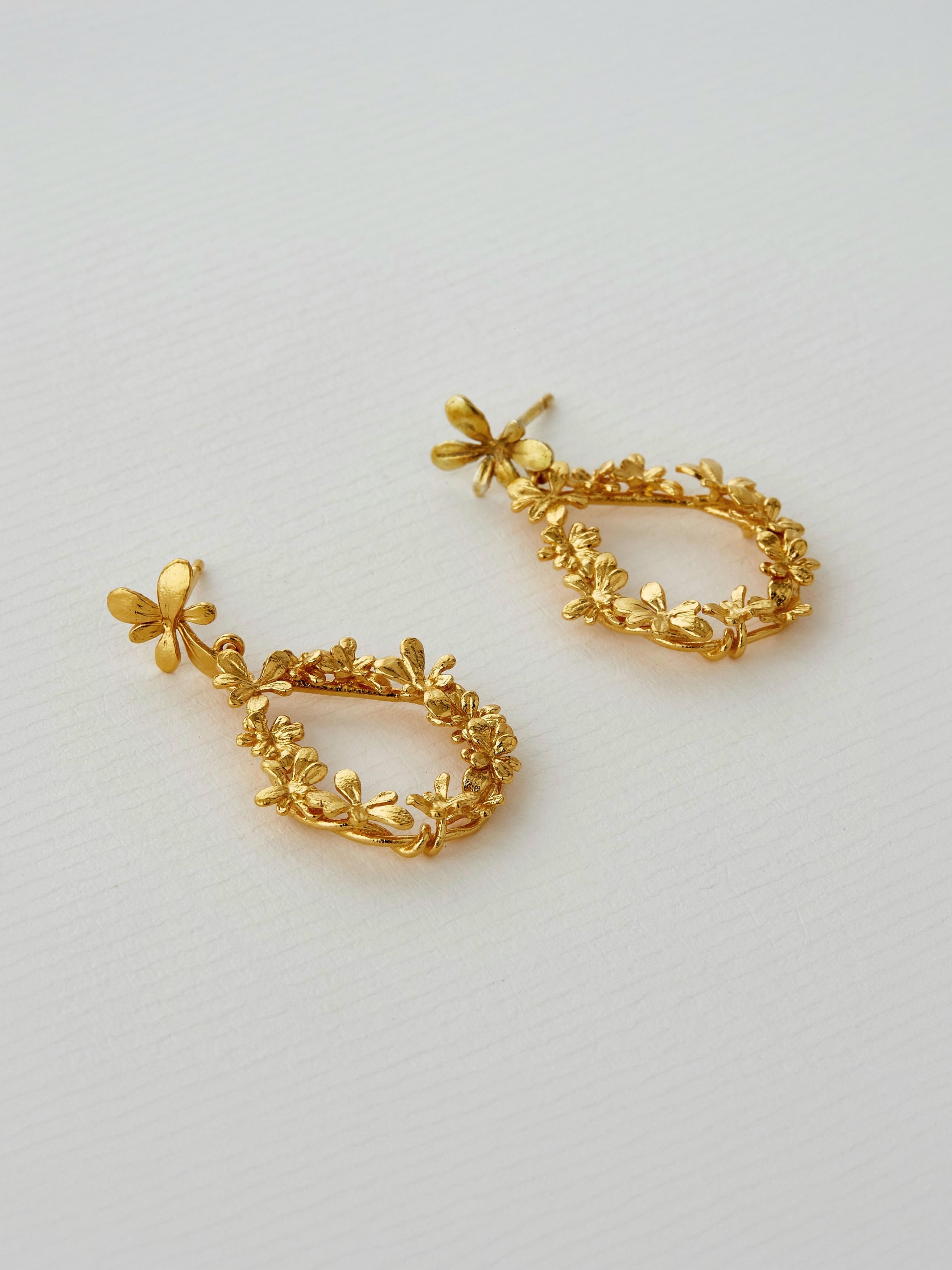 Sprouting Rosette Teardrop Earrings - image 4 | gold plate