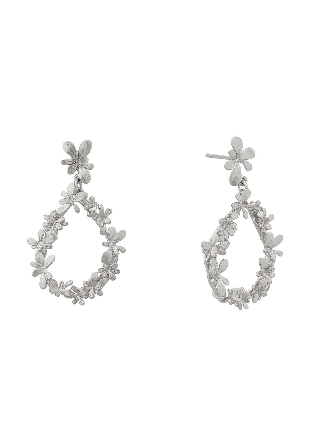 Sprouting Rosette Teardrop Earrings - image 6 | silver