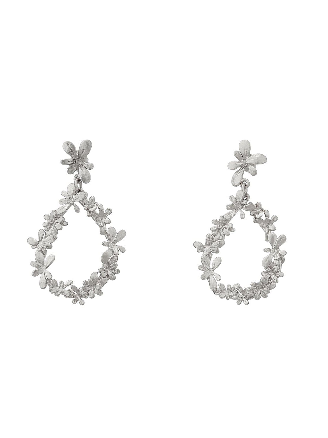 Sprouting Rosette Teardrop Earrings - image 8 | silver