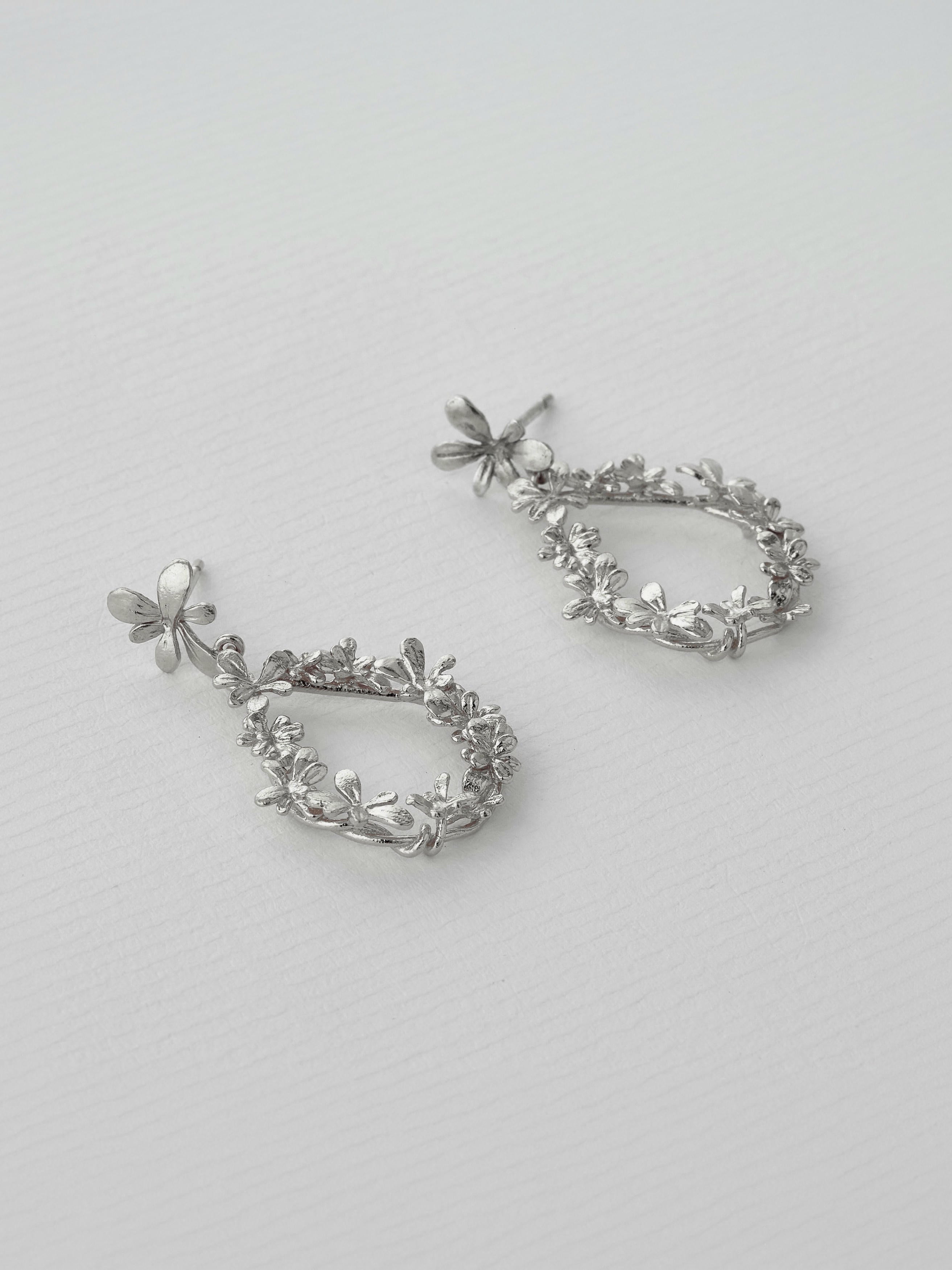 Sprouting Rosette Teardrop Earrings - image 7 | silver