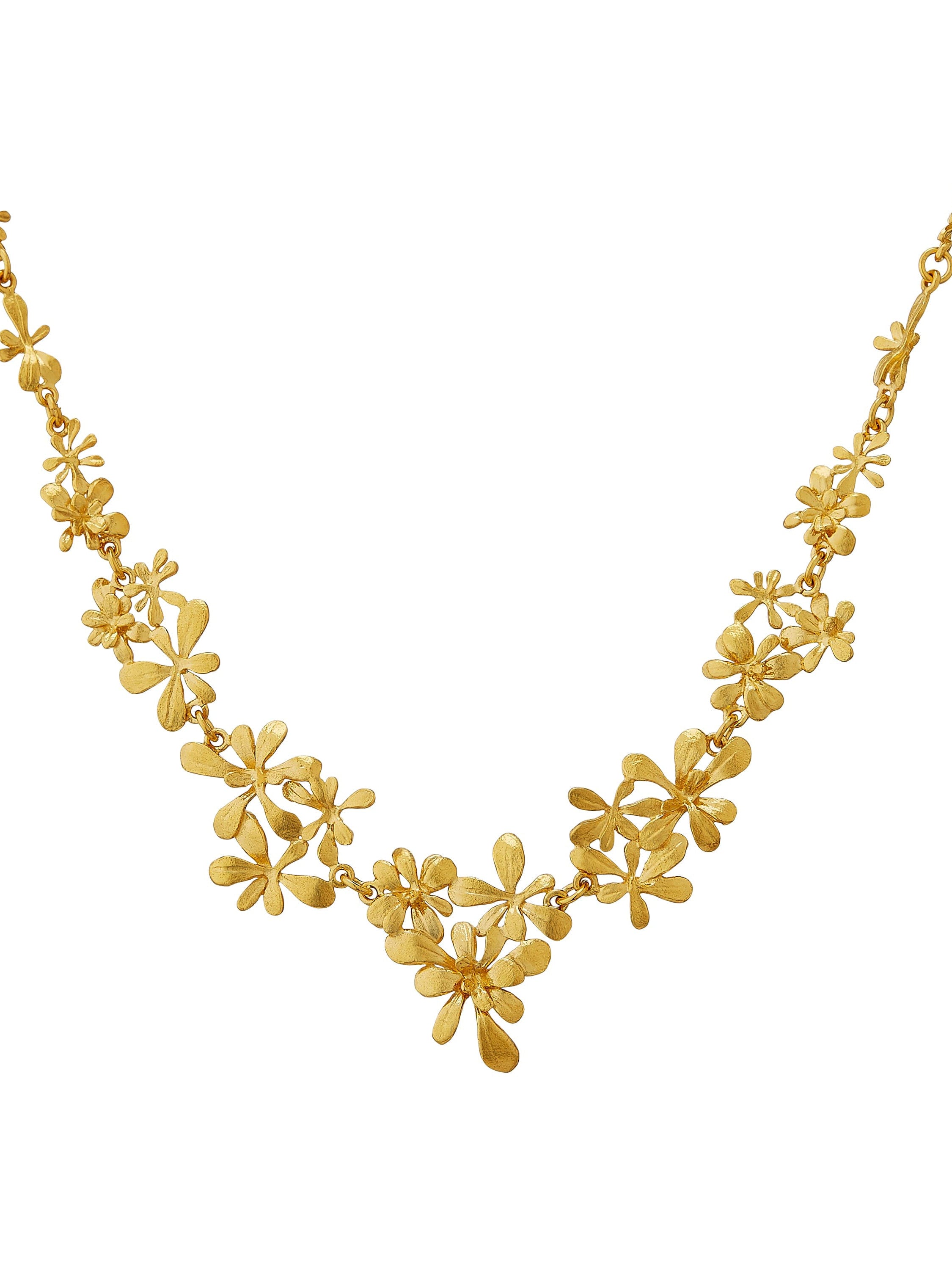 Clustered Rosette Flourish Collar Necklace - image 1 | gold plate