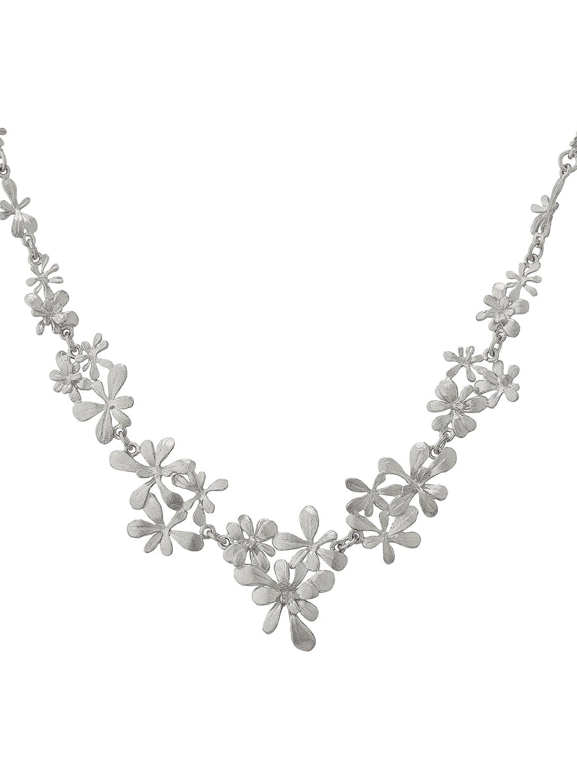 Clustered Rosette Flourish Collar Necklace - image 5 | silver