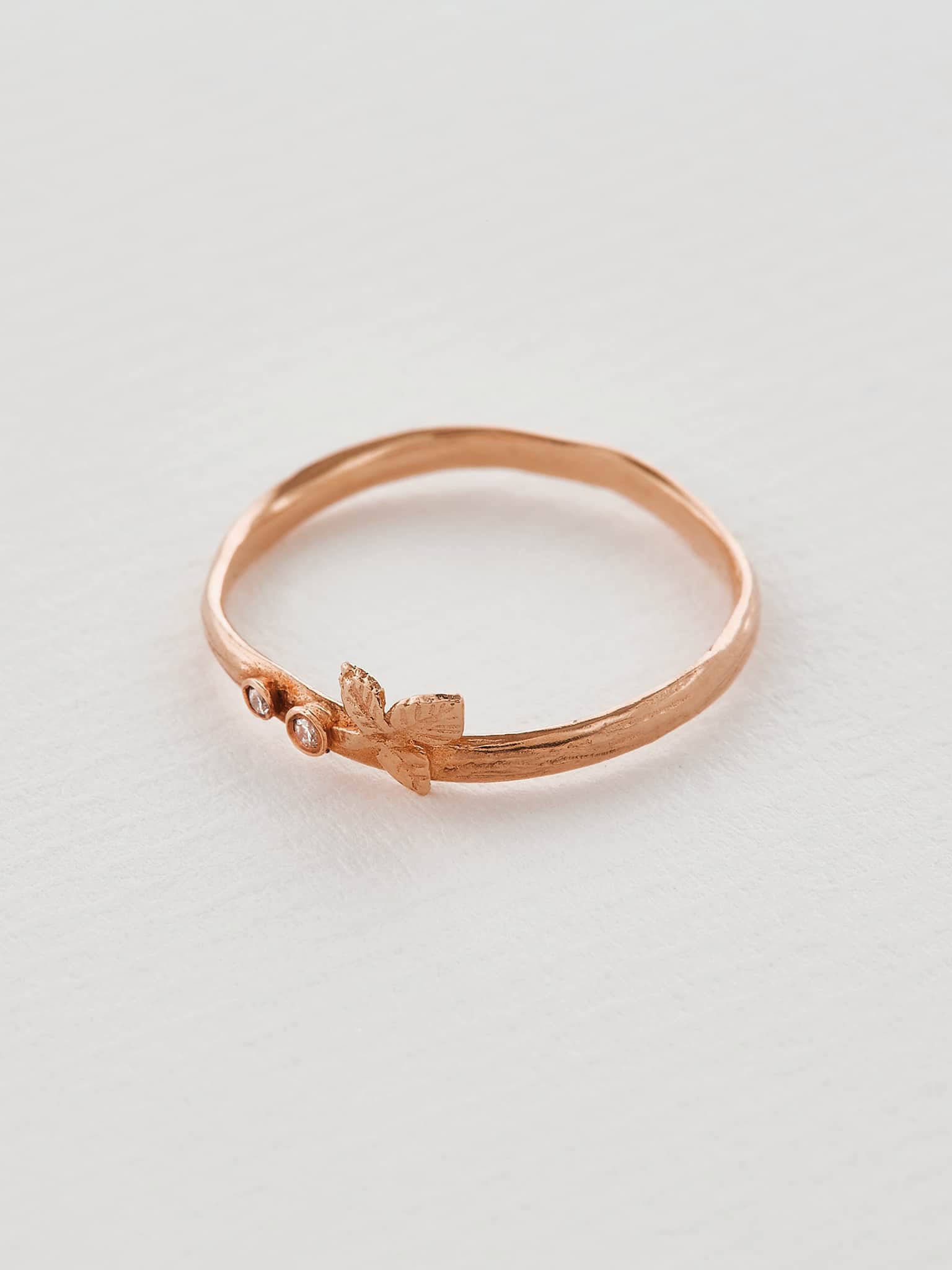 Triple Leaf and Diamond Band - image 5 | 18ct rose gold