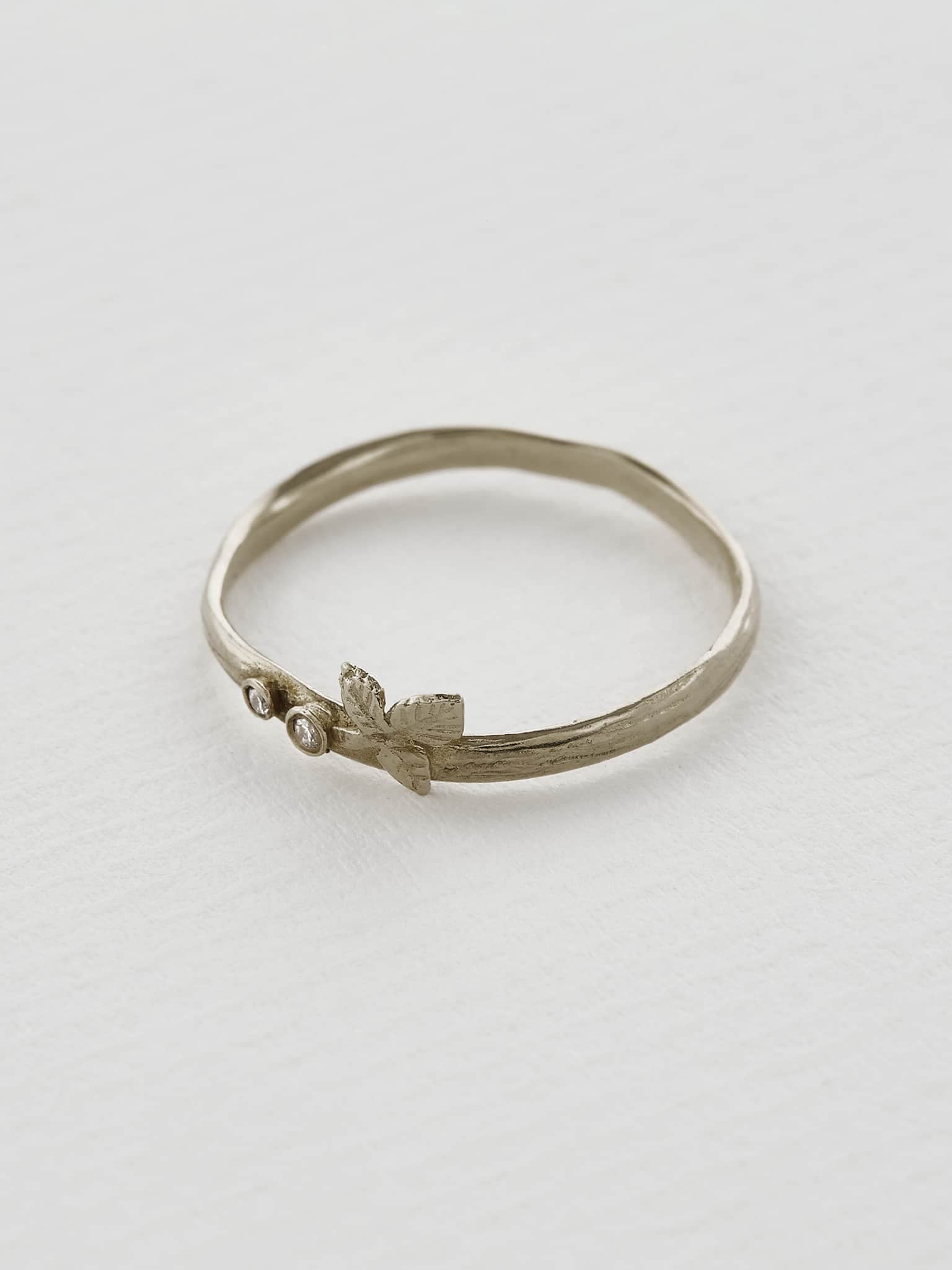 Triple Leaf and Diamond Band - image 3 | 18ct white gold