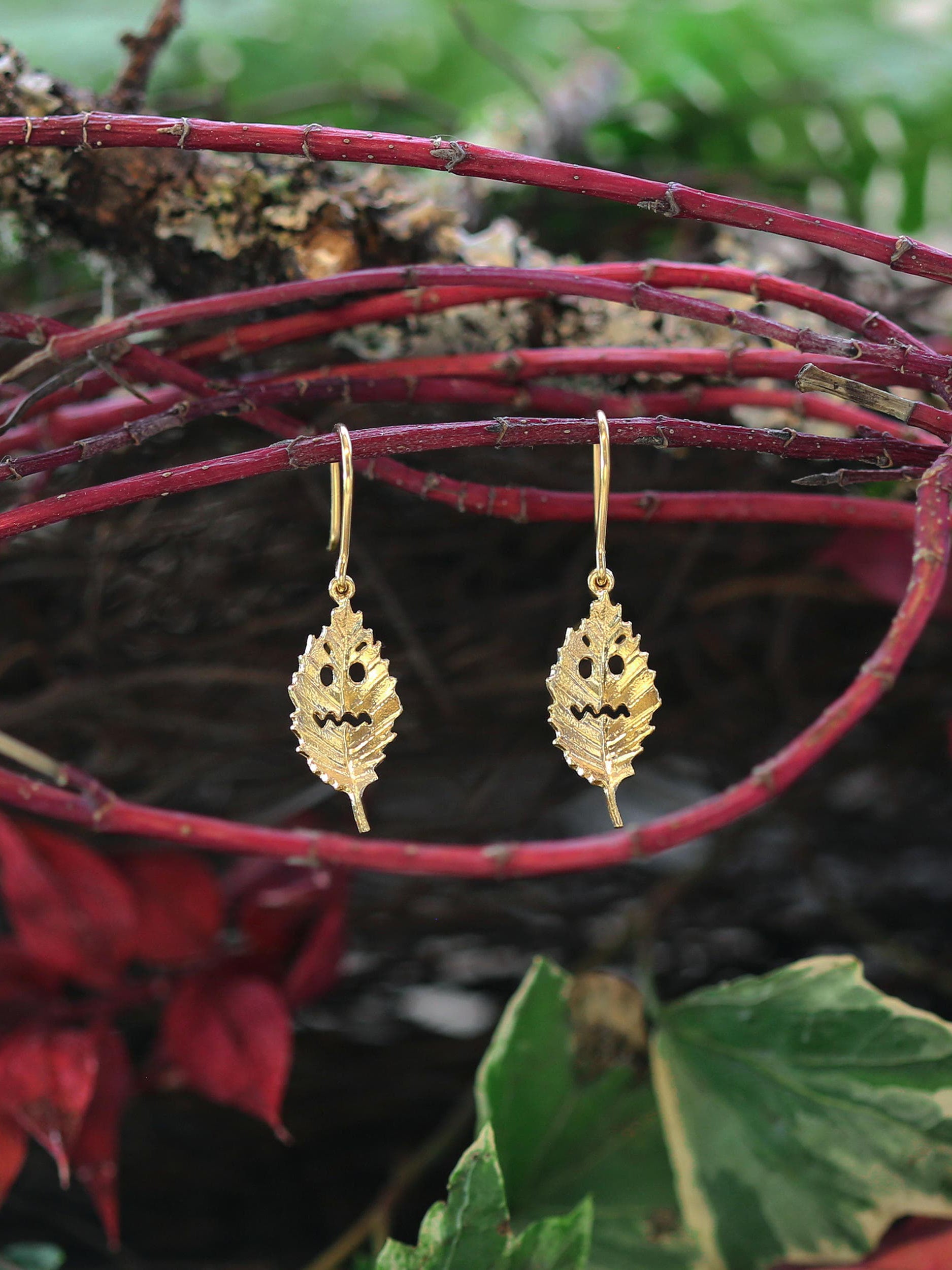Spooky Beech Leaf Hook Earrings - image 3
