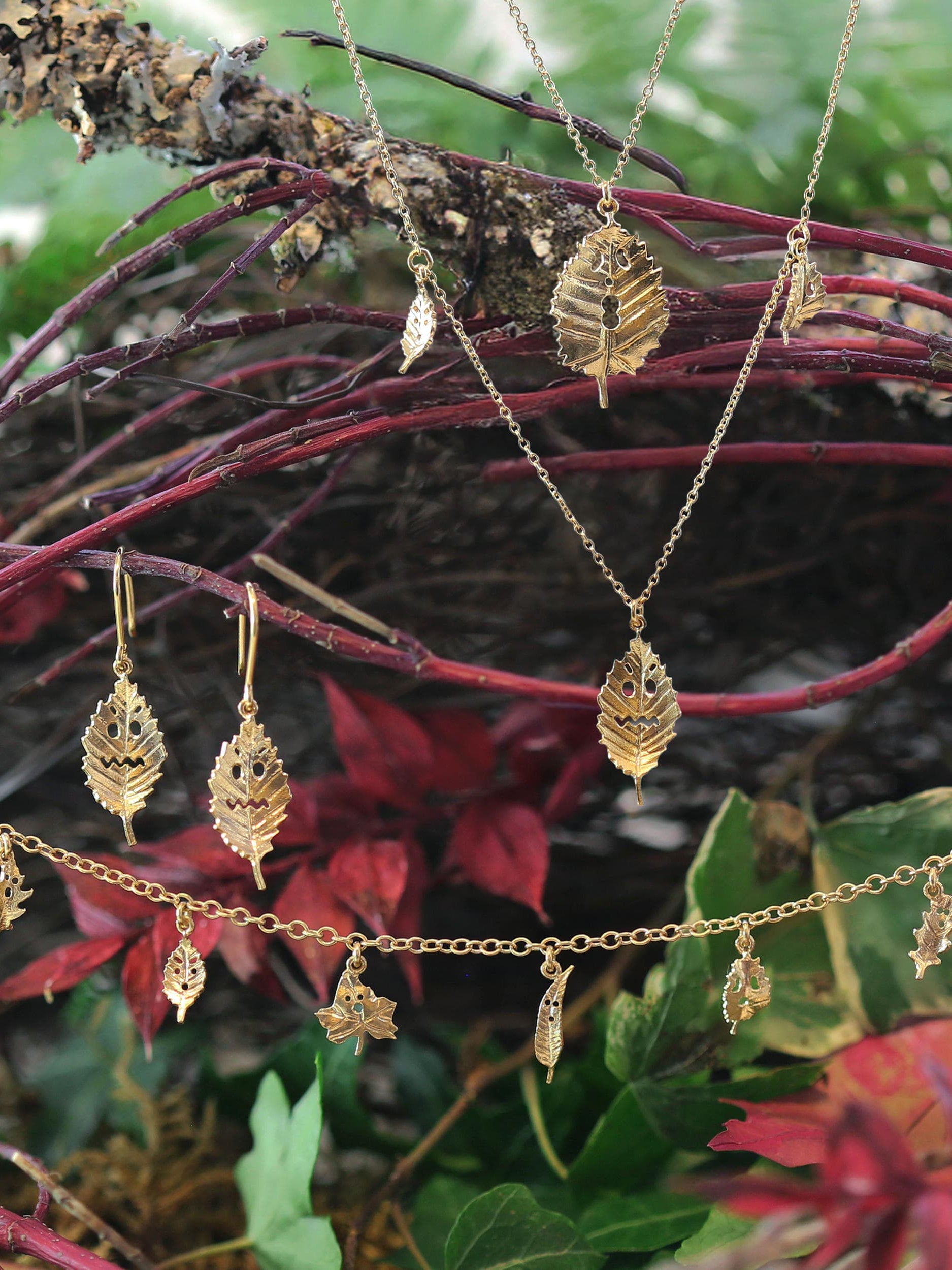 Spooky Beech Leaf Hook Earrings - image 4