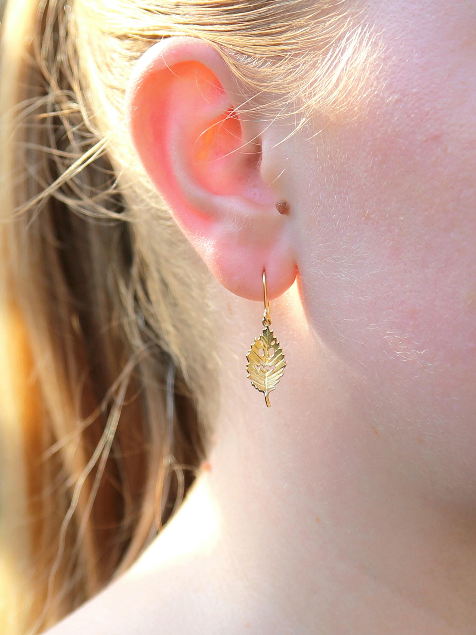 Spooky Beech Leaf Hook Earrings - image 2