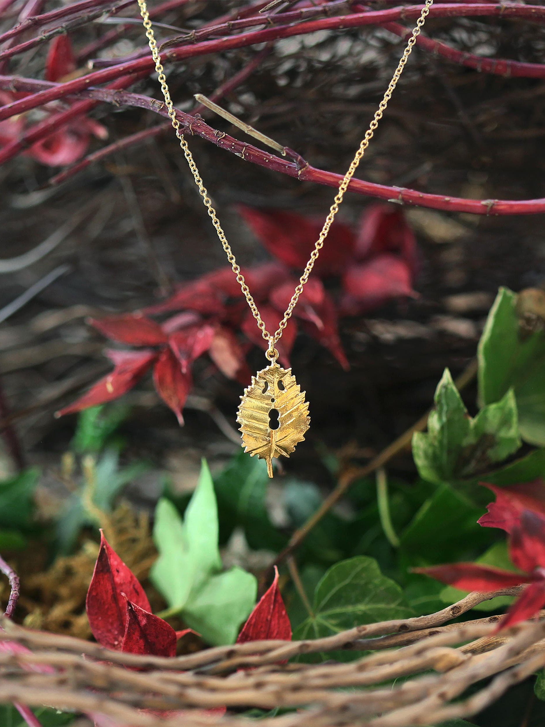 Spooky Single Hazel Leaf Necklace - image 4