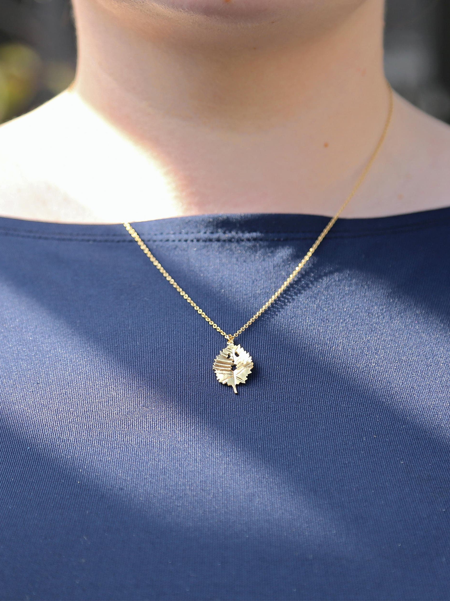 Spooky Single Hazel Leaf Necklace - image 2