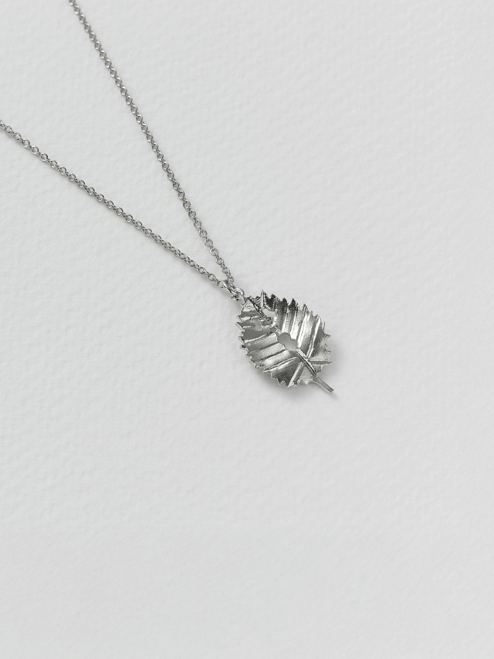 Spooky Single Hazel Leaf Necklace - image 8 | silver