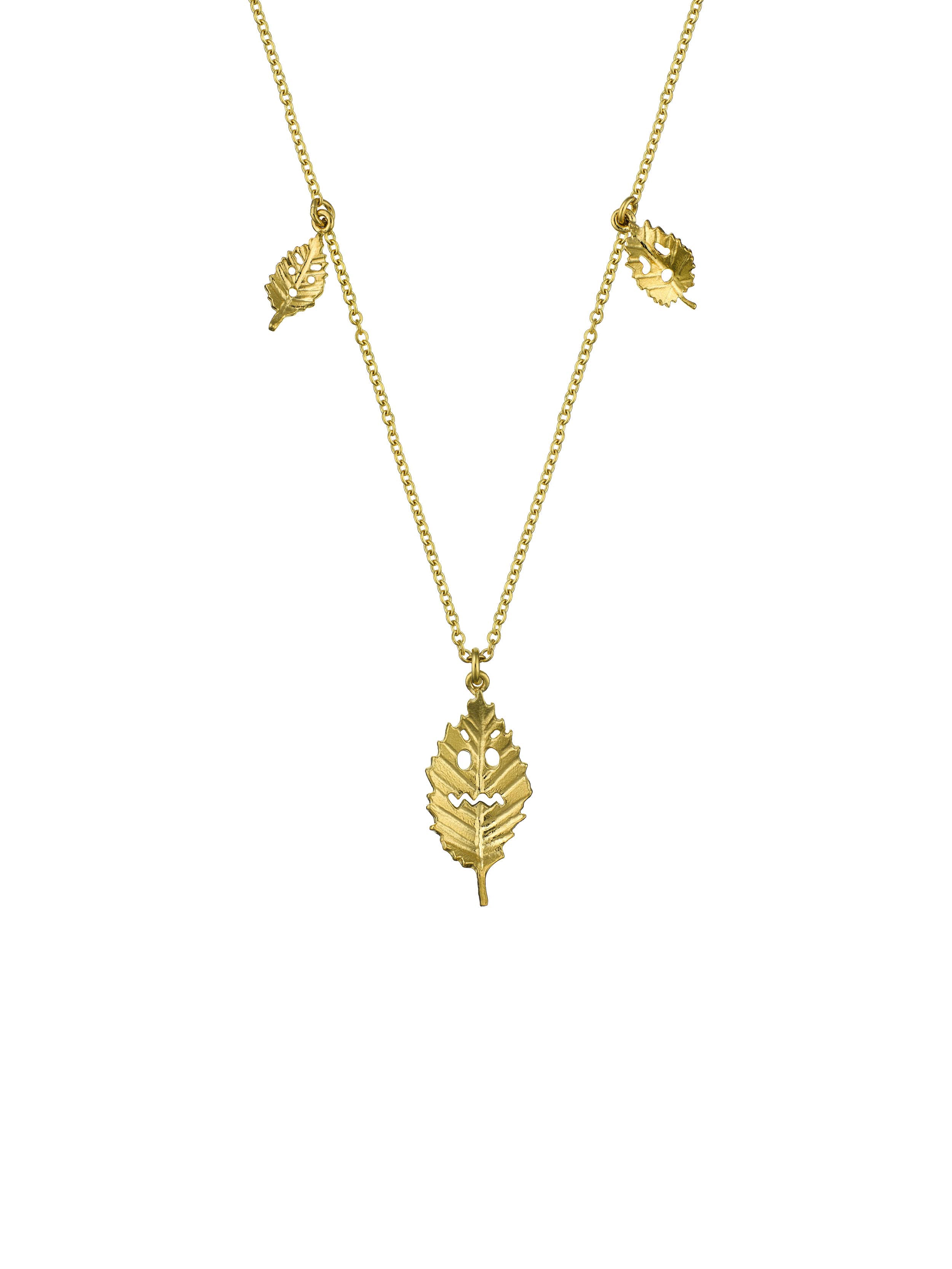 Spooky Beech Leaf Station Necklace - image 1 | gold plate