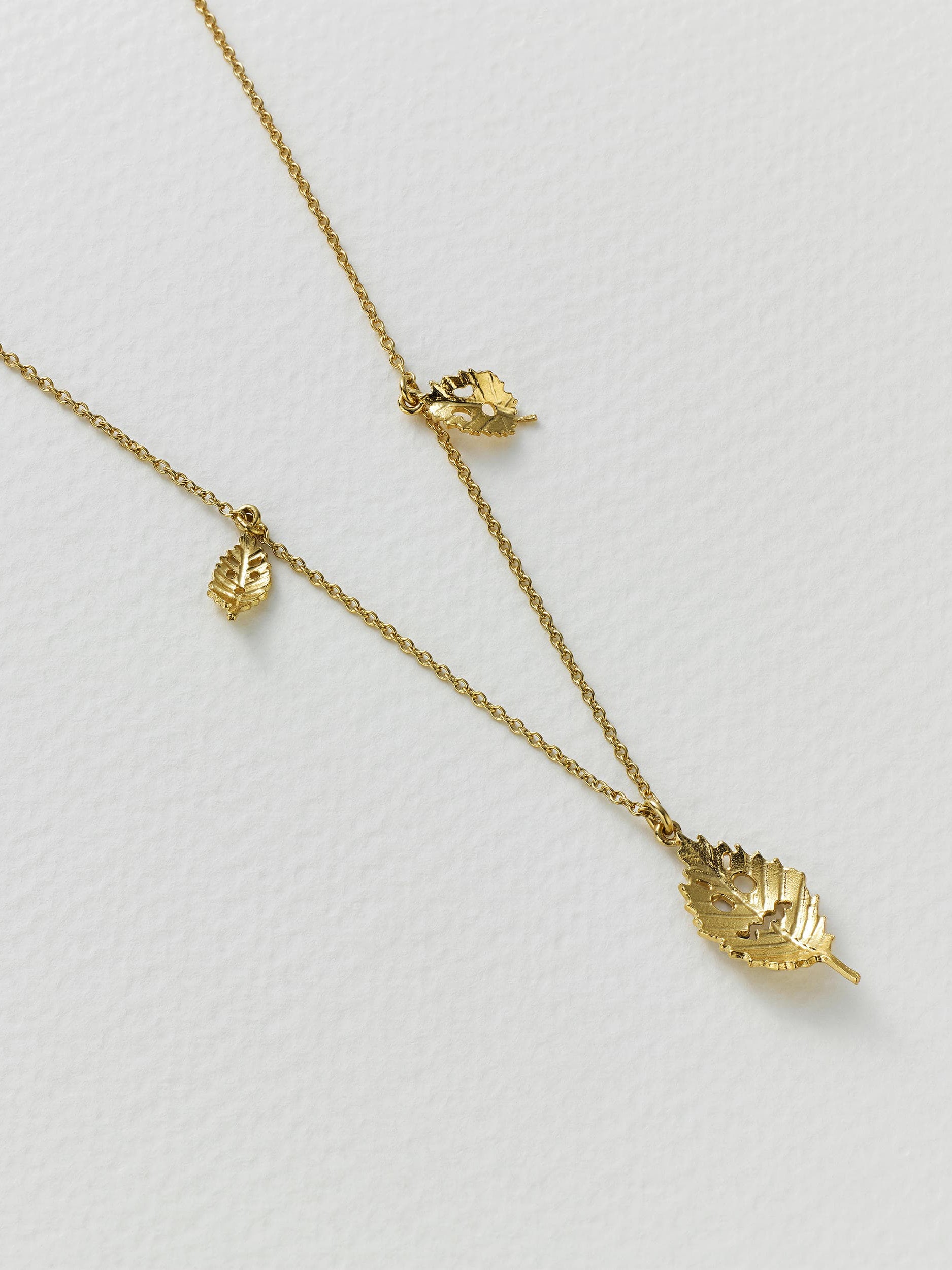 Spooky Beech Leaf Station Necklace - image 5 | gold plate