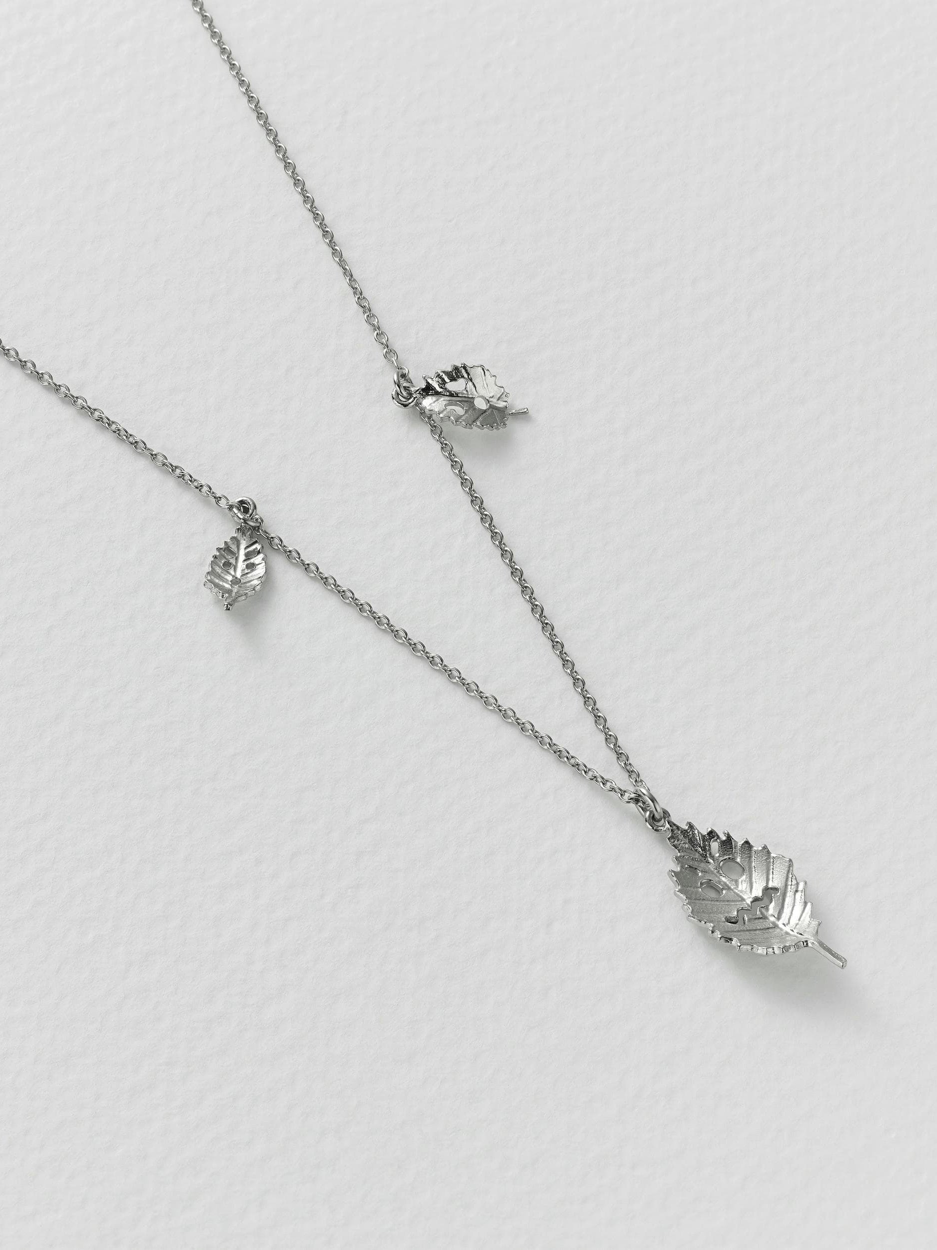 Spooky Beech Leaf Station Necklace - image 7 | silver