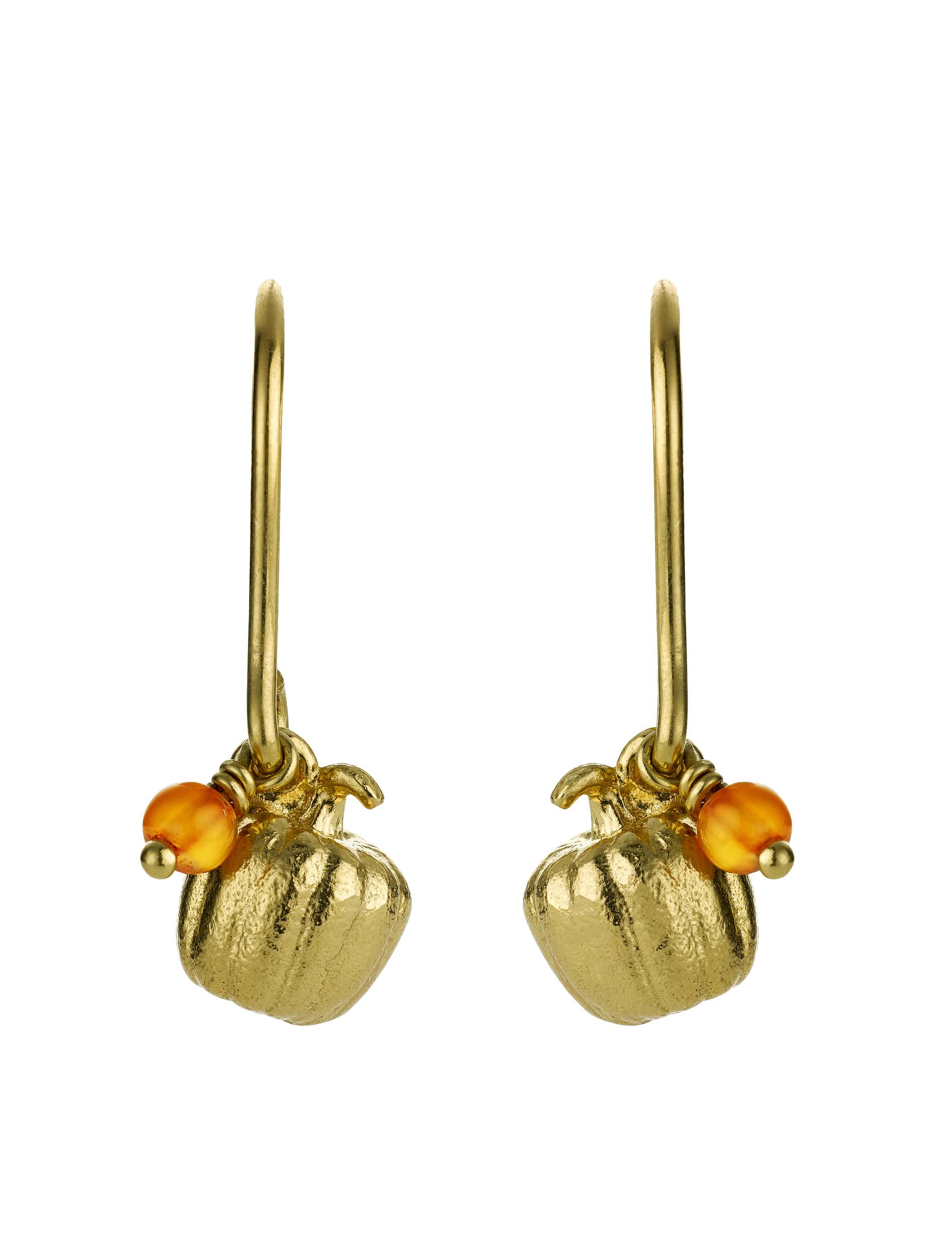Small Pumpkin Hook Earring with Carnelian - image 7 | gold plate
