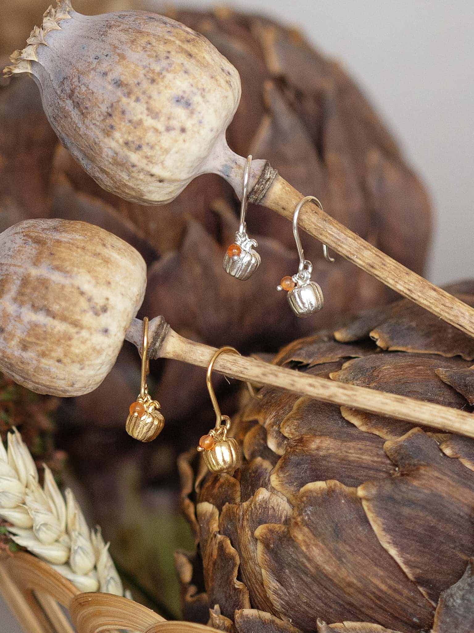 Small Pumpkin Hook Earring with Carnelian - image 3