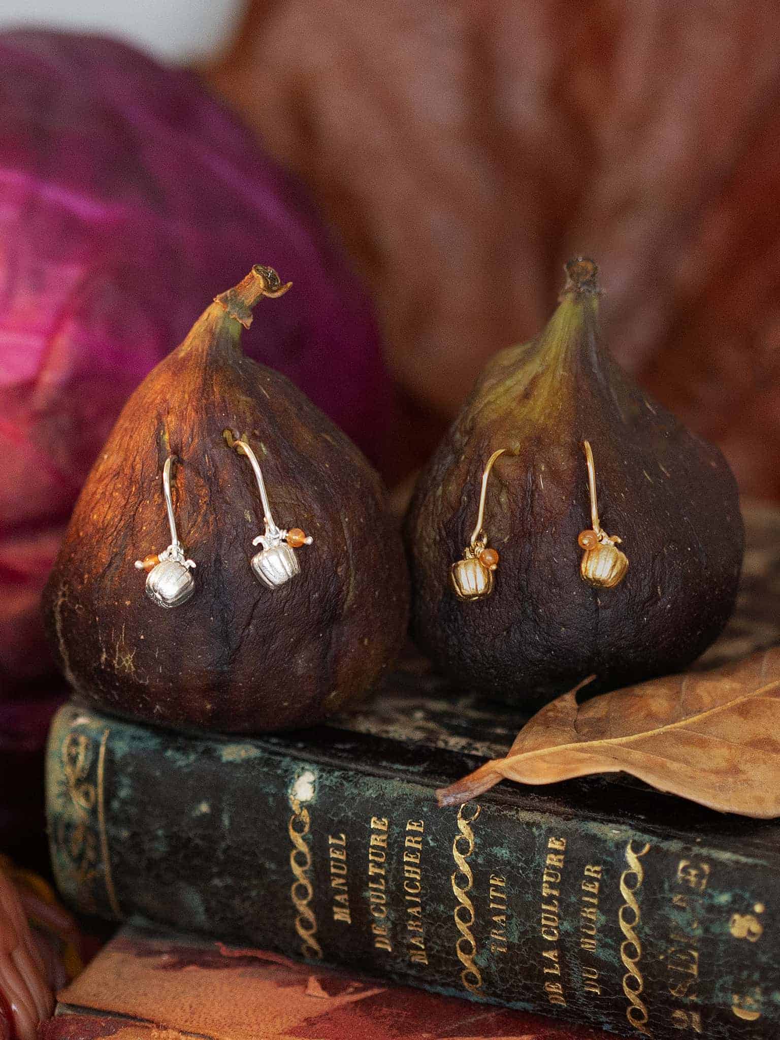 Small Pumpkin Hook Earring with Carnelian - image 4