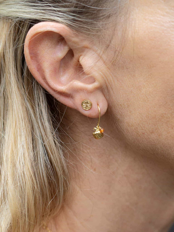 Small Pumpkin Hook Earring with Carnelian
