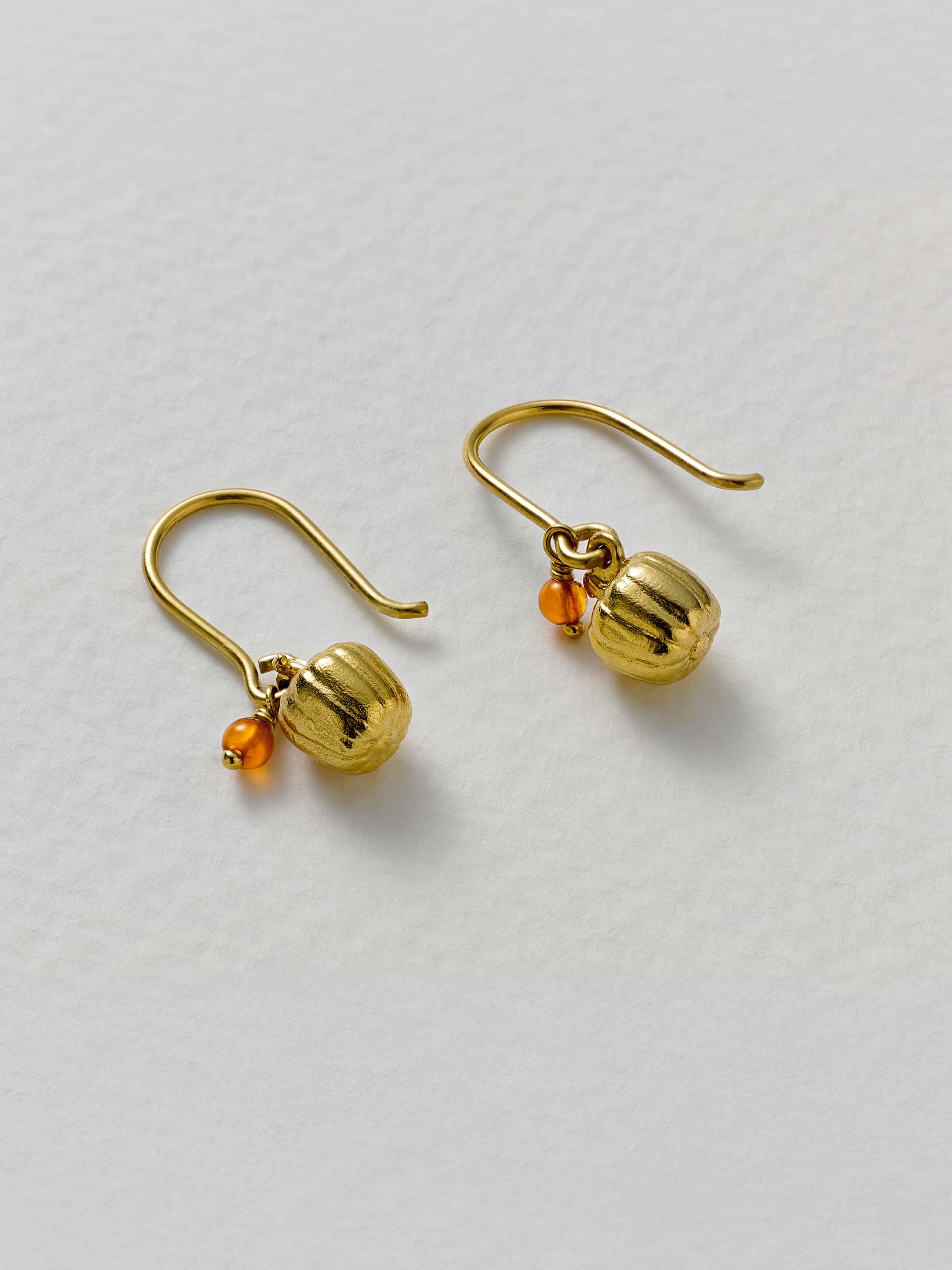 Small Pumpkin Hook Earring with Carnelian - image 6 | gold plate