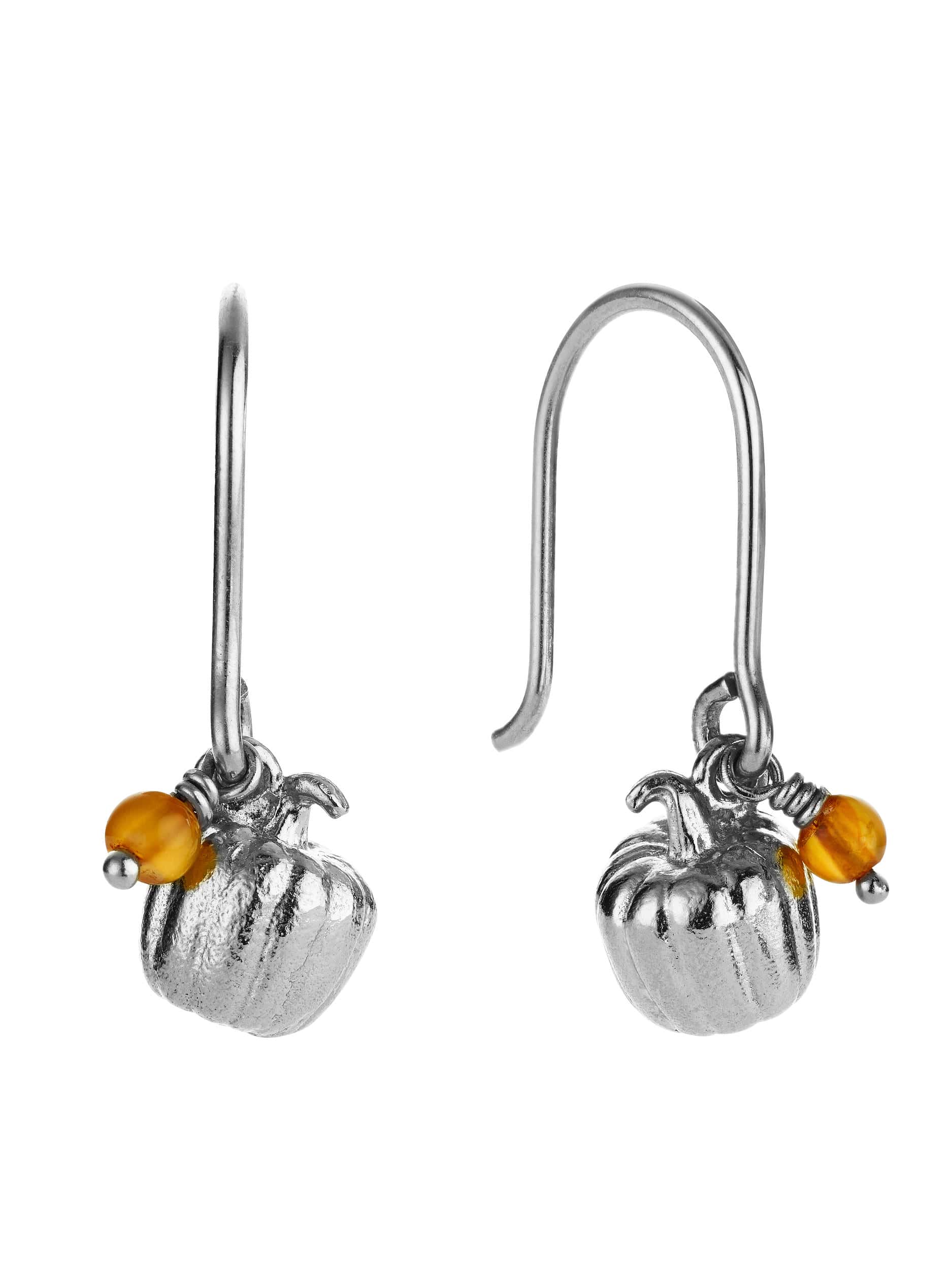 Small Pumpkin Hook Earring with Carnelian - image 8 | silver