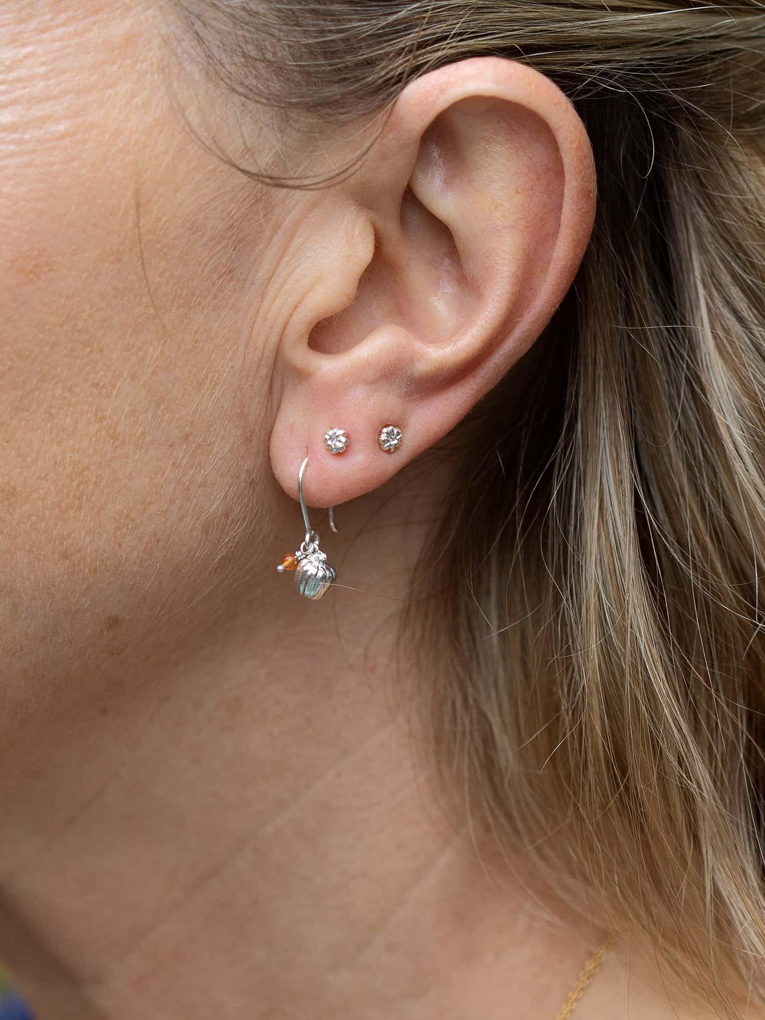 Small Pumpkin Hook Earring with Carnelian - image 9