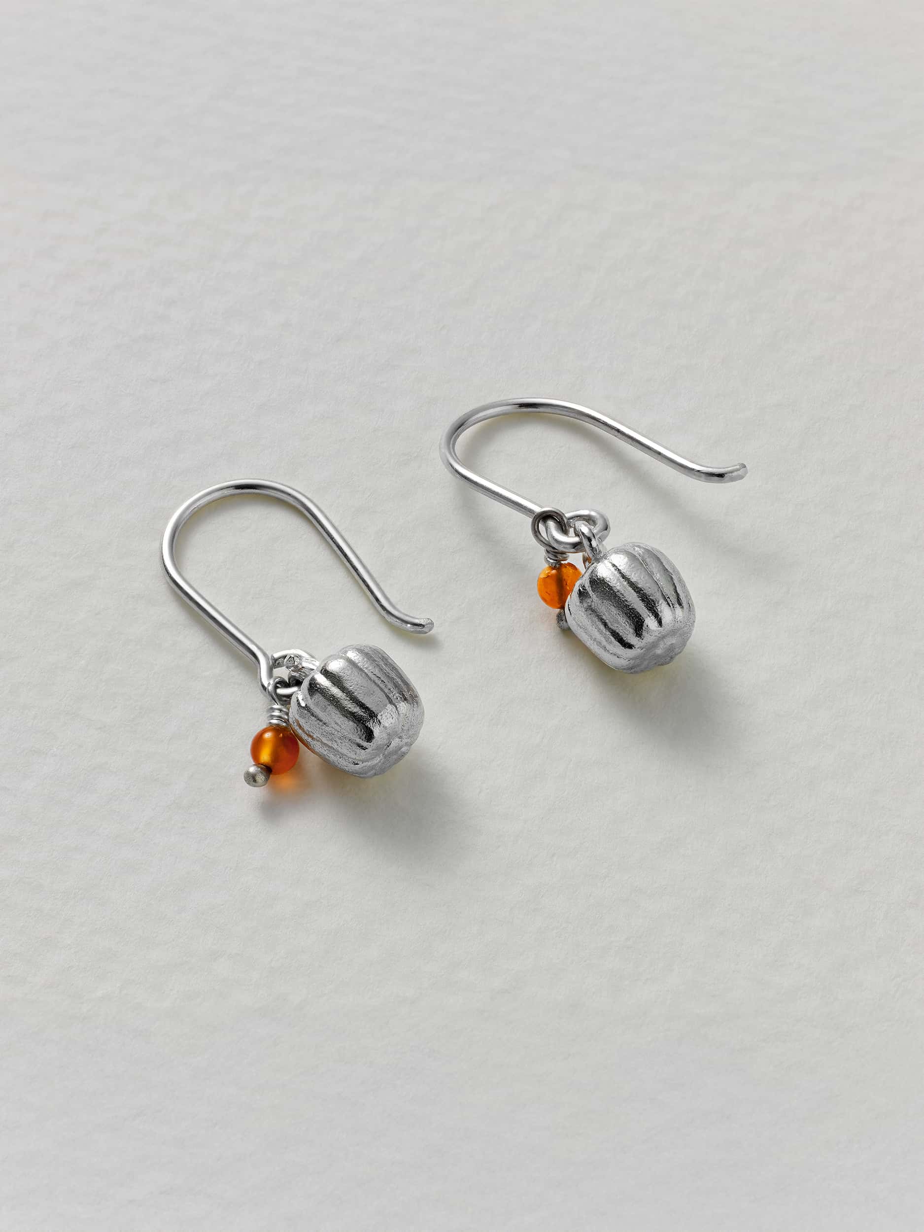 Small Pumpkin Hook Earring with Carnelian - image 11 | silver
